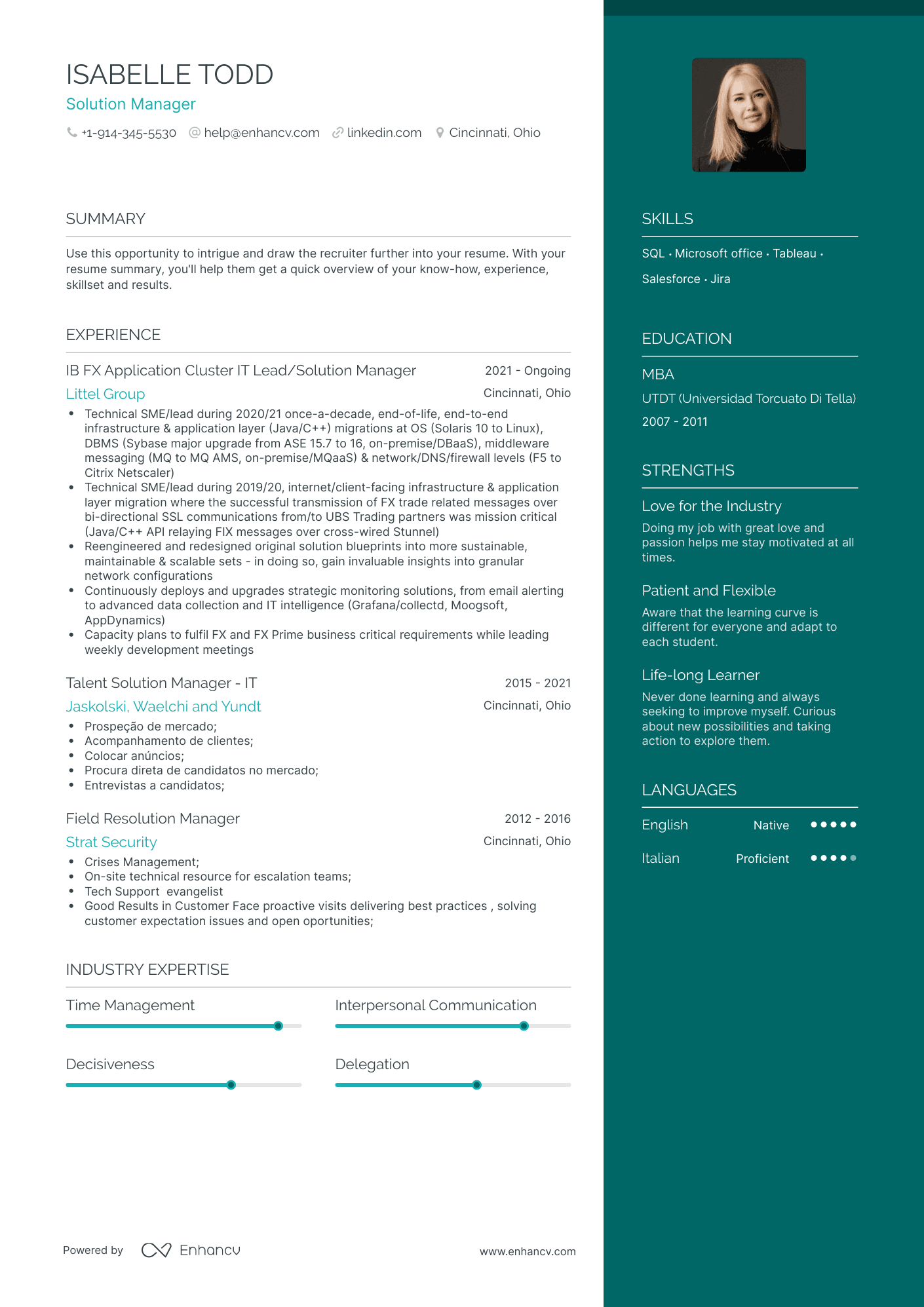 Solution Manager Resume Examples & Guide for 2023 (Layout, Skills ...