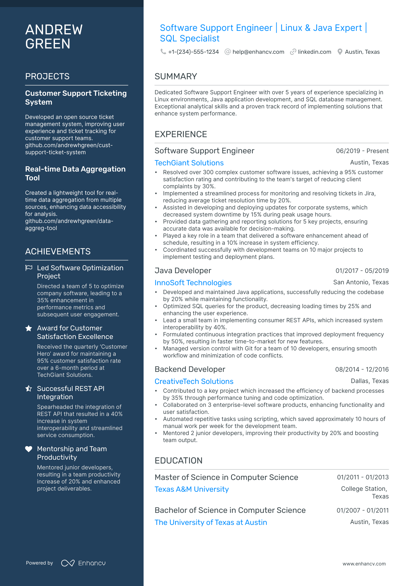 5 Software Support Engineer Resume Examples & Guide for 2024