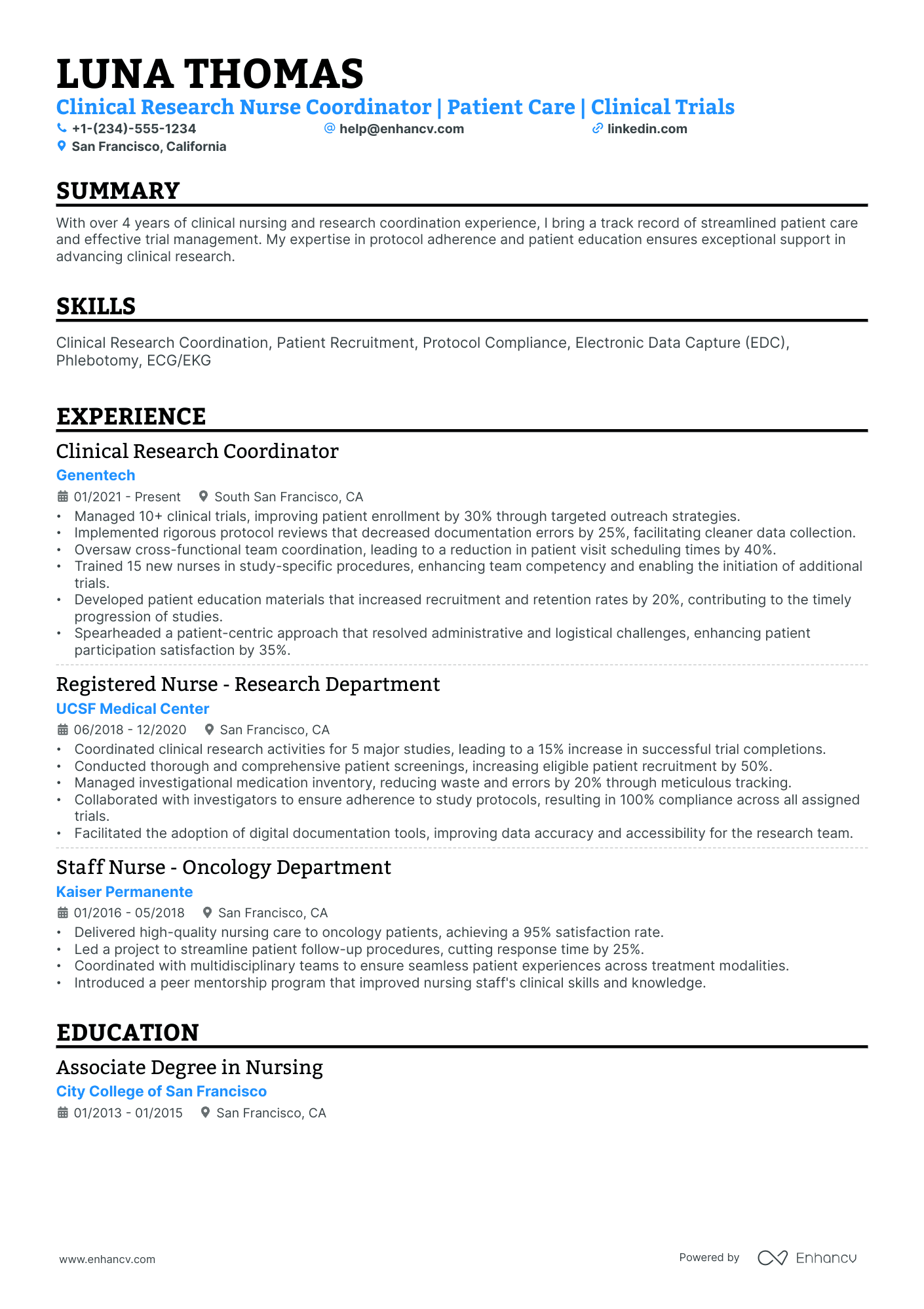 10 Clinical Research Nurse Resume Examples & Guide for 2026