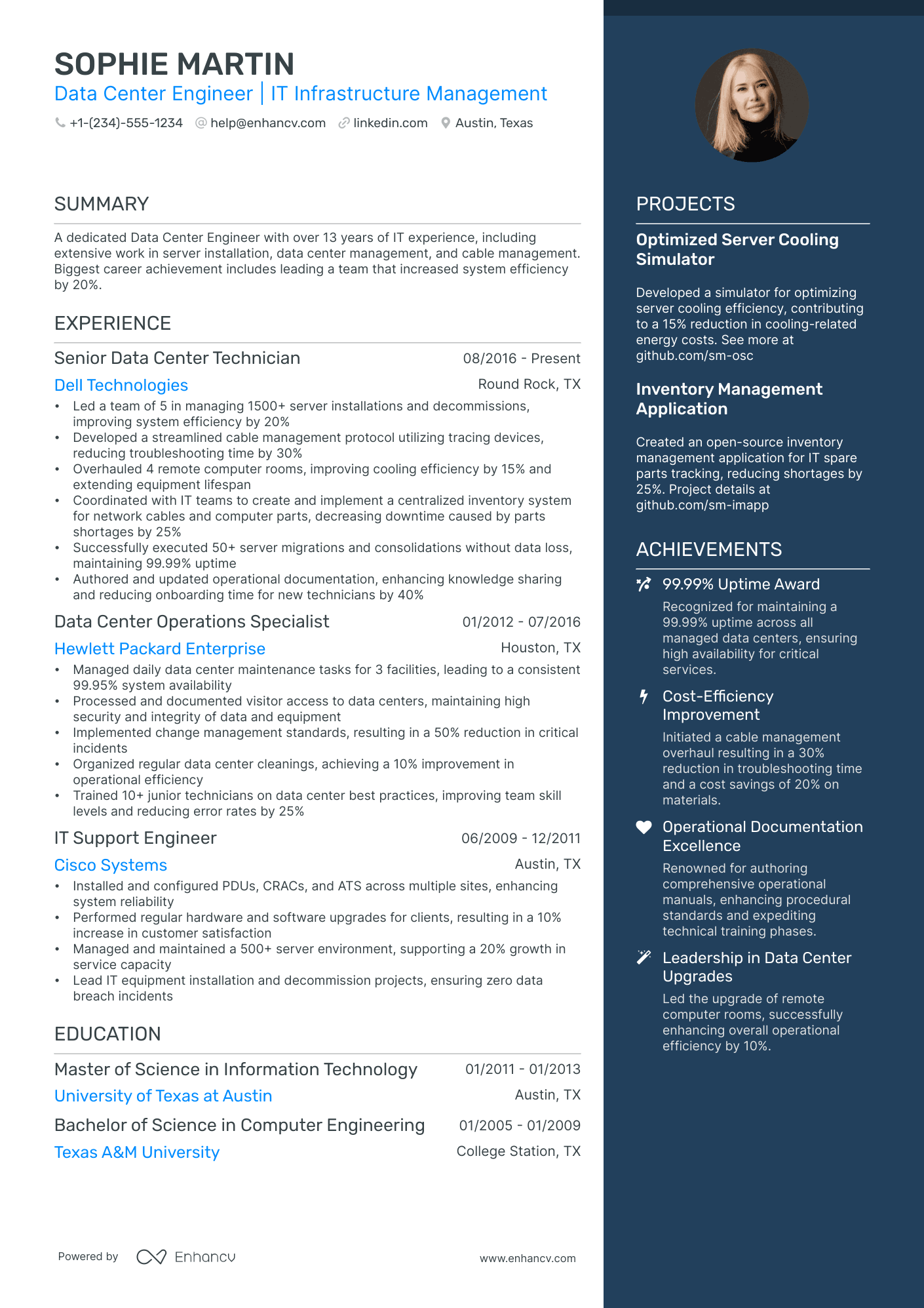 5 Data Center Engineer Resume Examples & Guide for 2024