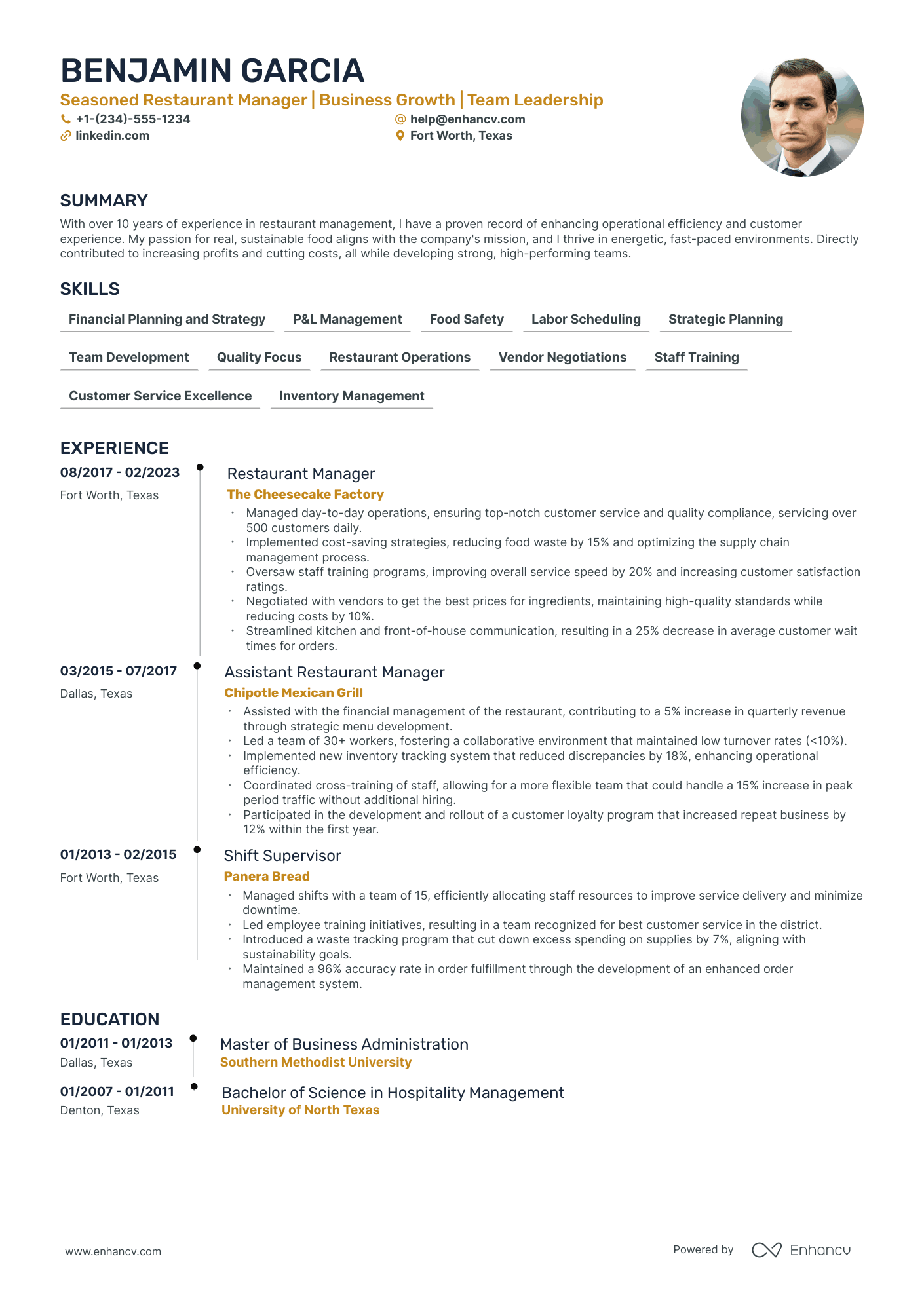 5 Restaurant General Manager Resume Examples & Guide for 2024