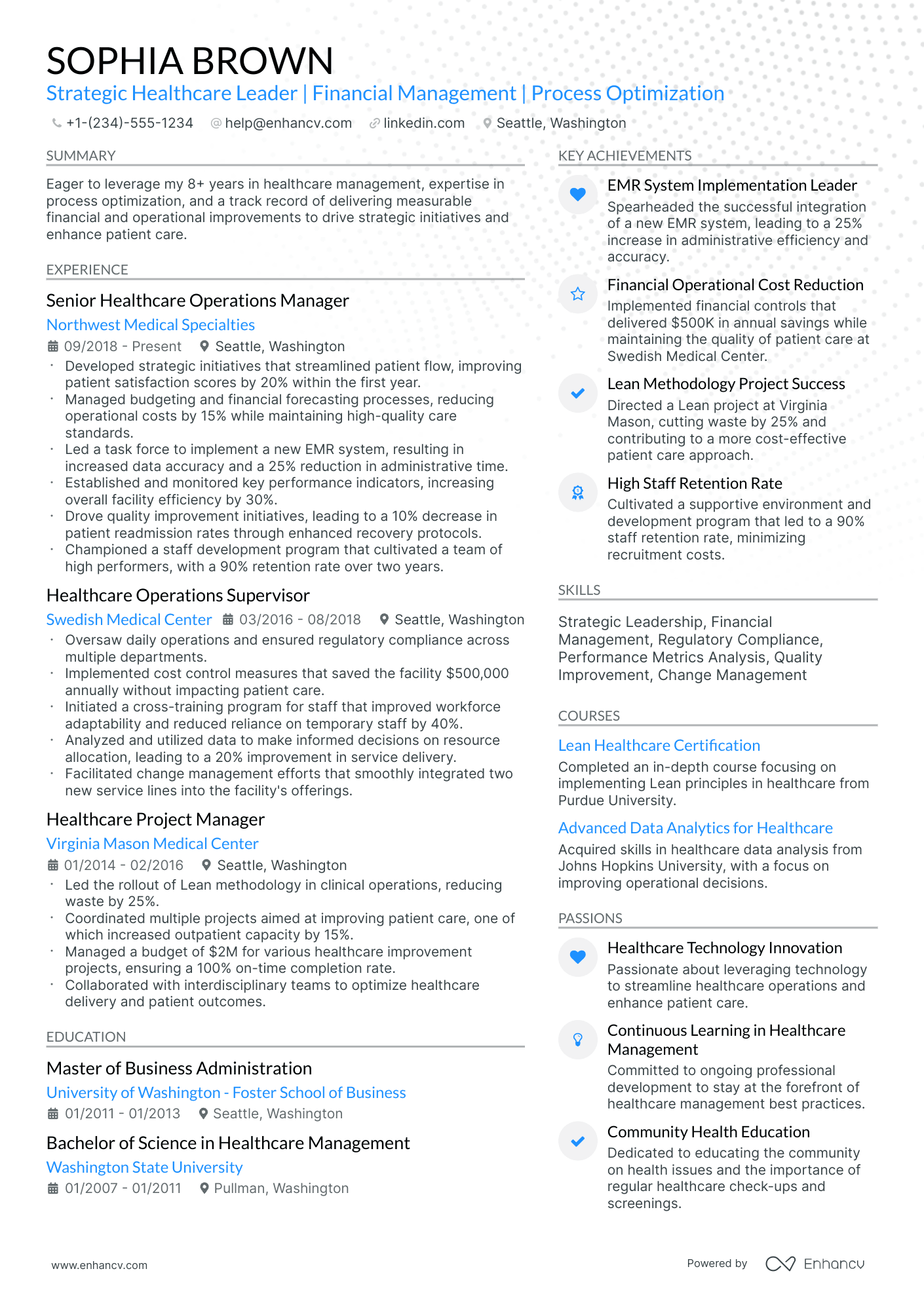 10 Healthcare Operations Manager Resume Examples & Guide for 2026