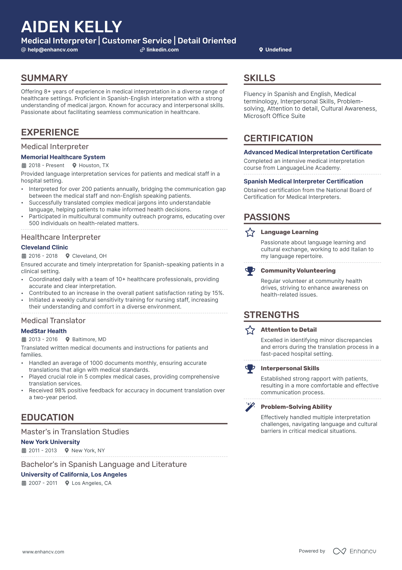 10 Medical Interpreter Resume Examples & Guide for 2025