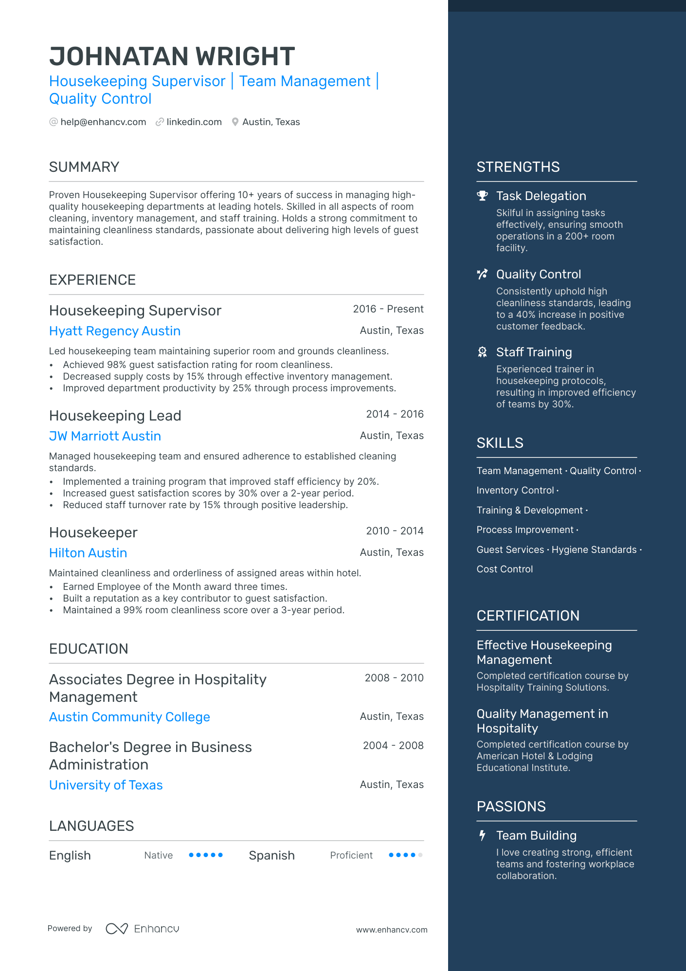5 Housekeeping Supervisor Resume Examples & Guide for 2024