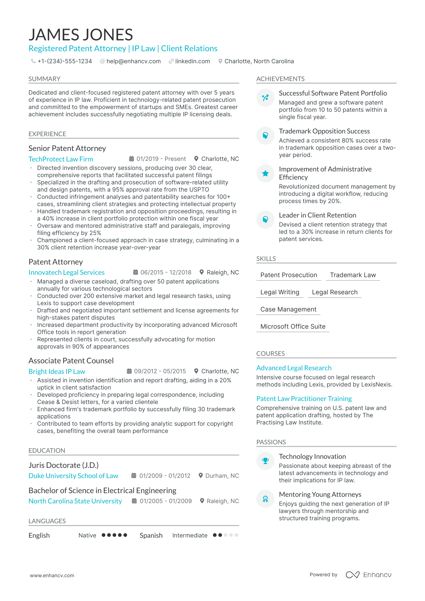 5 Patent Lawyer Resume Examples & Guide for 2024