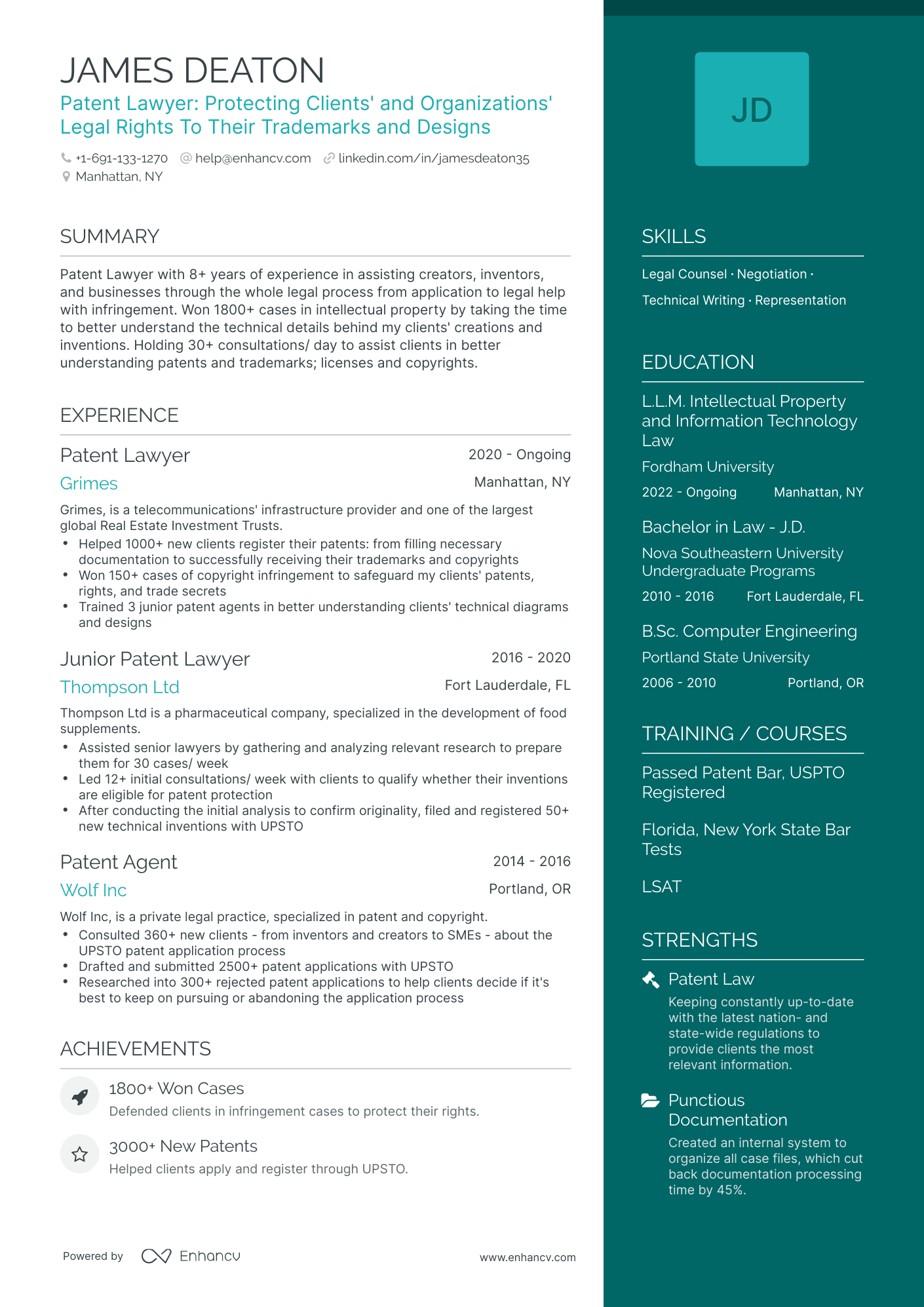 5 Patent Lawyer Resume Examples & Guide for 2024