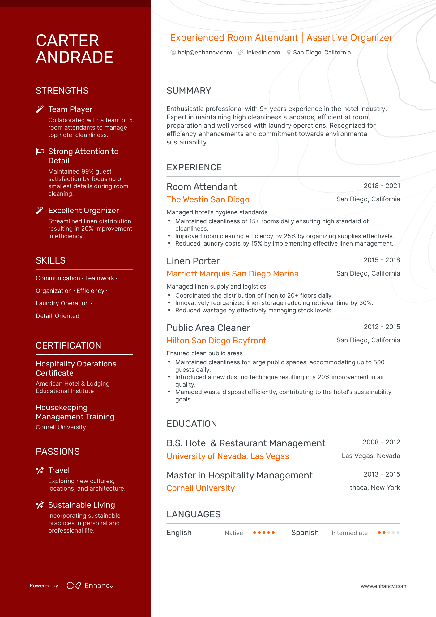 5 Hotel Housekeeping Resume Examples & Guide for 2024