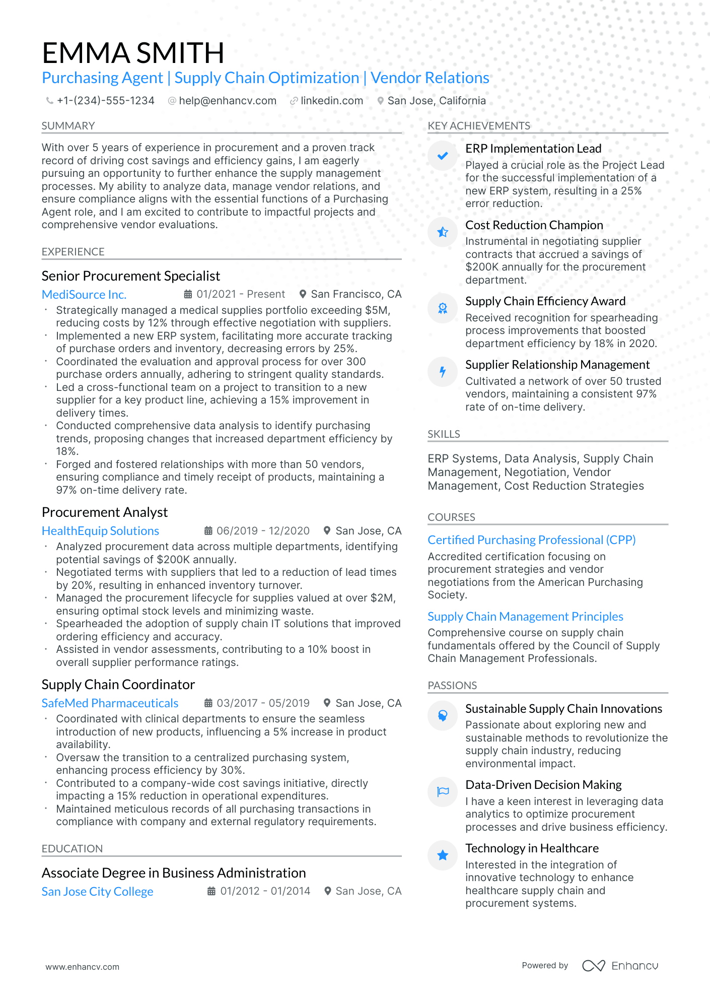 10 Purchasing Agent Resume Examples & Guide for 2026