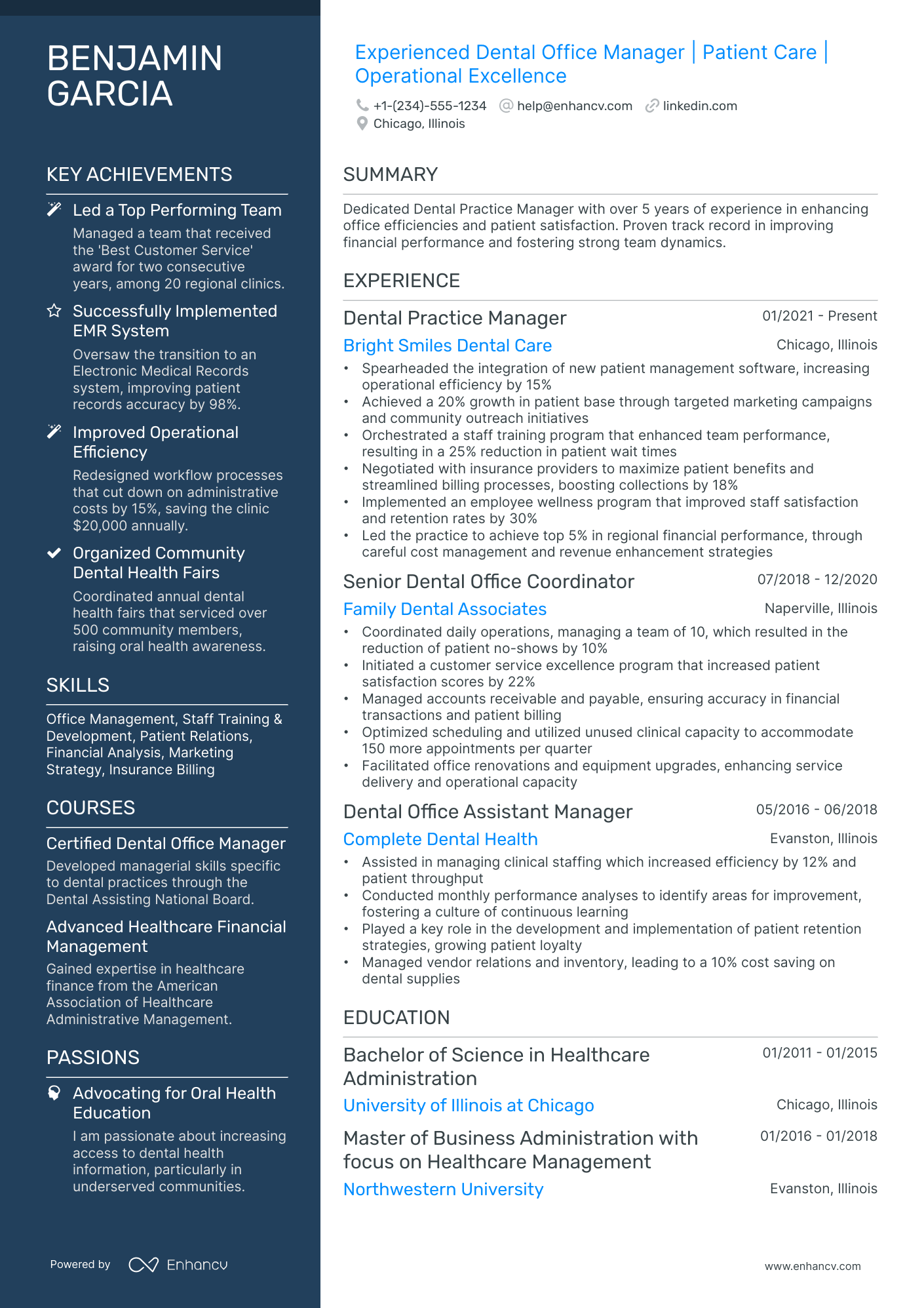 10 Dental Office Manager Resume Examples & Guide for 2026