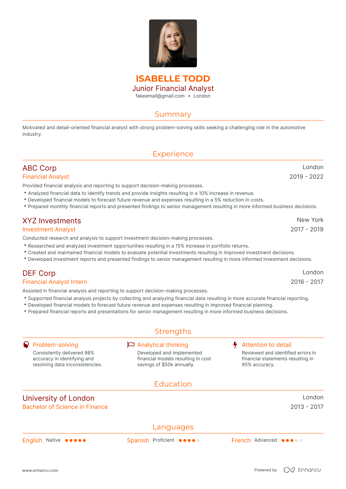 5 Junior Financial Analyst Resume Examples & Guide for 2023