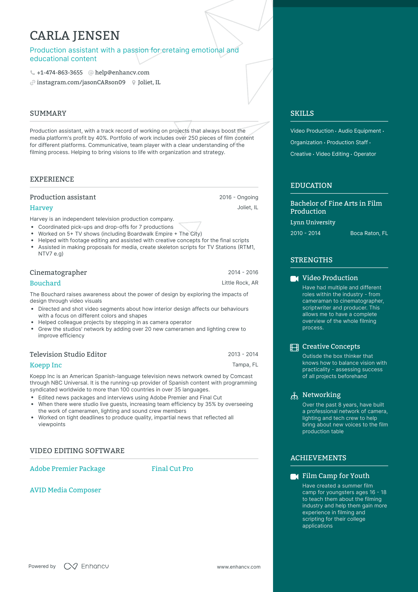 5 Production Assistant Resume Examples & Guide For 2023