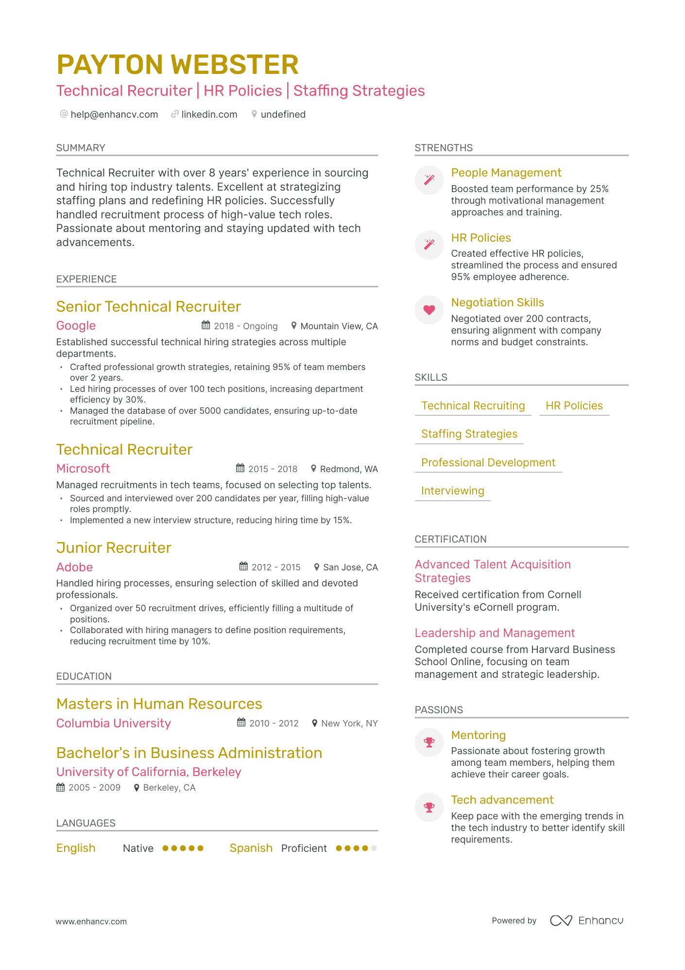 5 Technical Recruiter Resume Examples & Guide for 2023