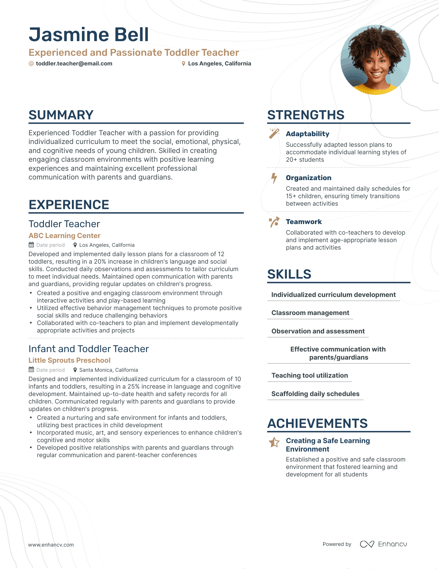 5 Toddler Teacher Resume Examples & Guide for 2023