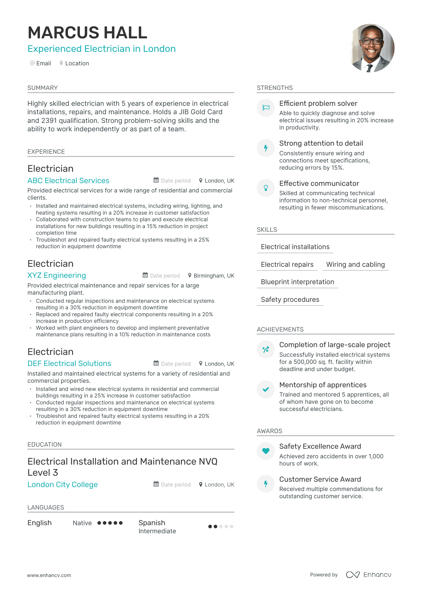 5 Electrician Resume Examples & Guide for 2023