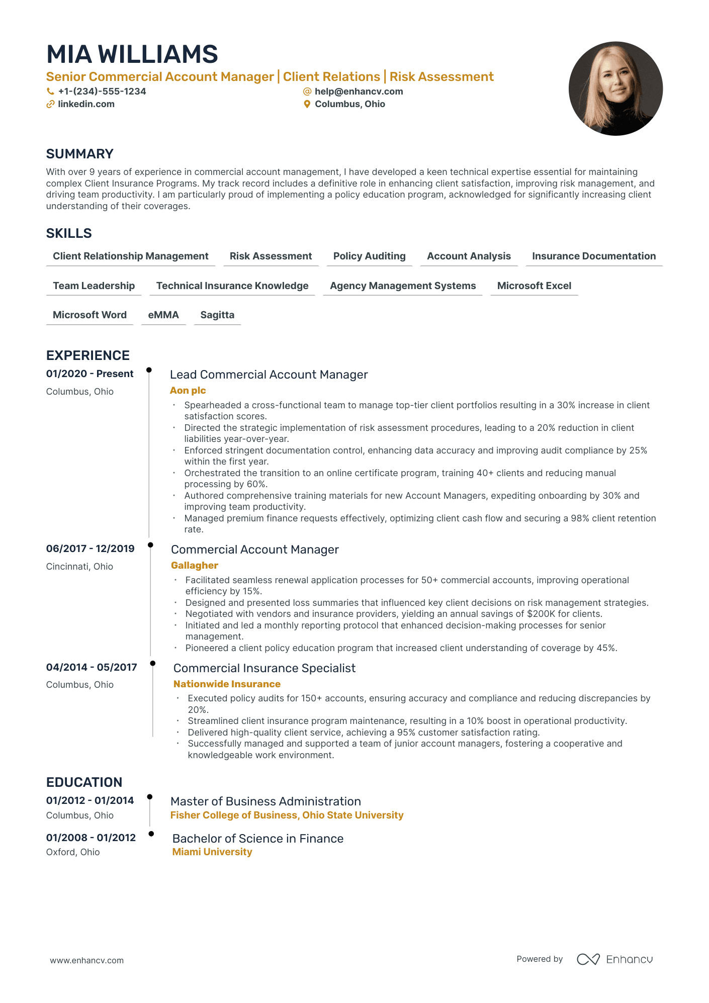 5 Commercial Account Manager Resume Examples & Guide For 2024