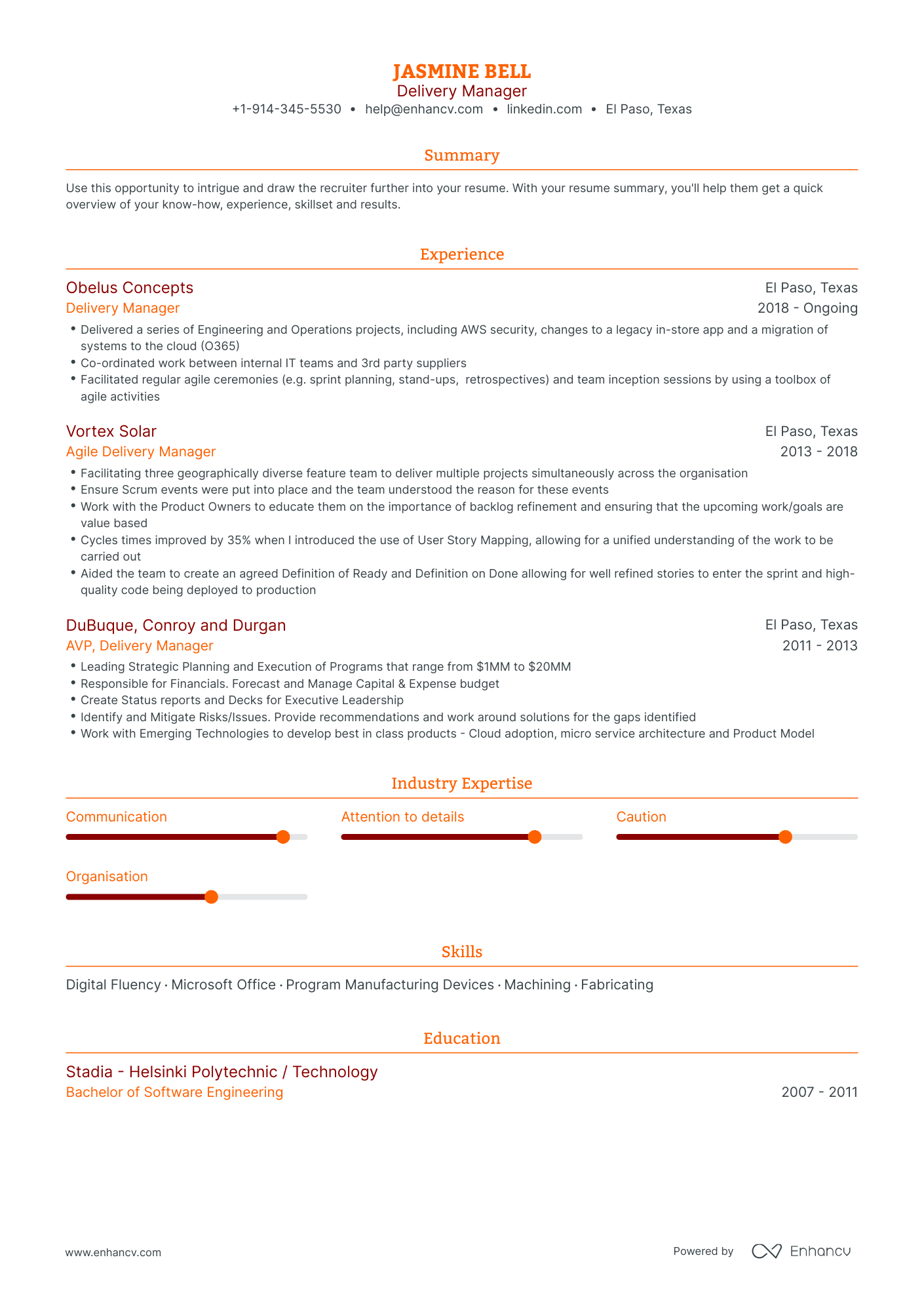 Delivery Manager Resume Examples & Guide for 2023 (Layout, Skills ...