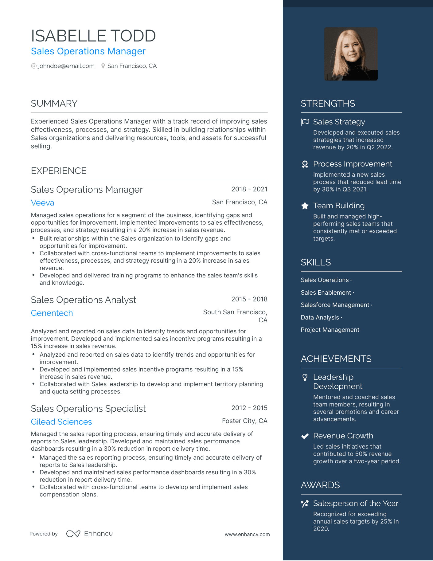 5 Sales Operations Manager Resume Examples & Guide for 2023