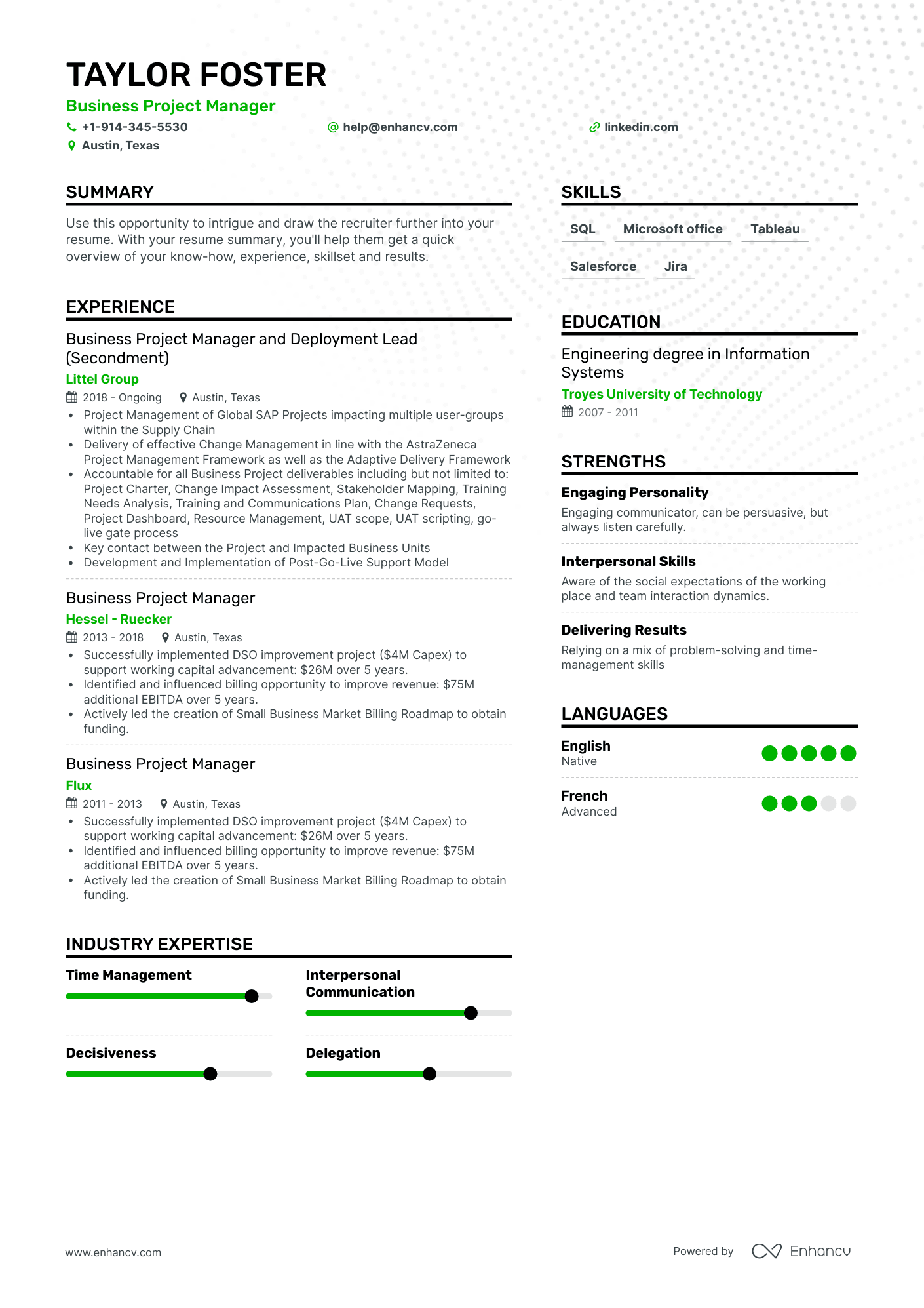 Business Project Manager Resume Examples & Guide for 2023 (Layout ...