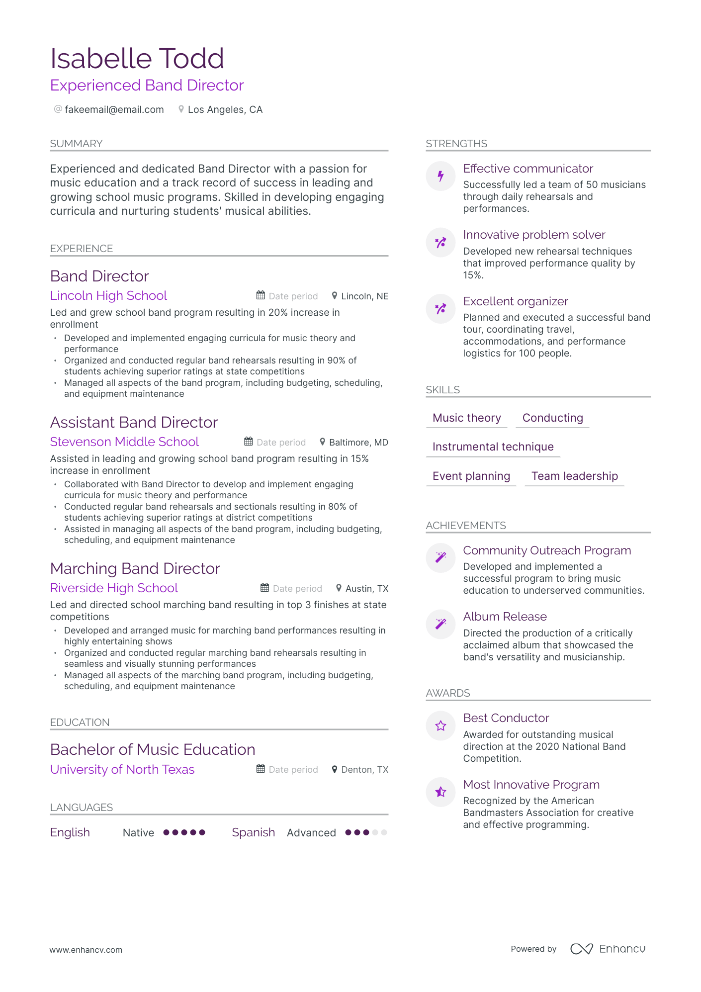 5 Band Director Resume Examples & Guide for 2023