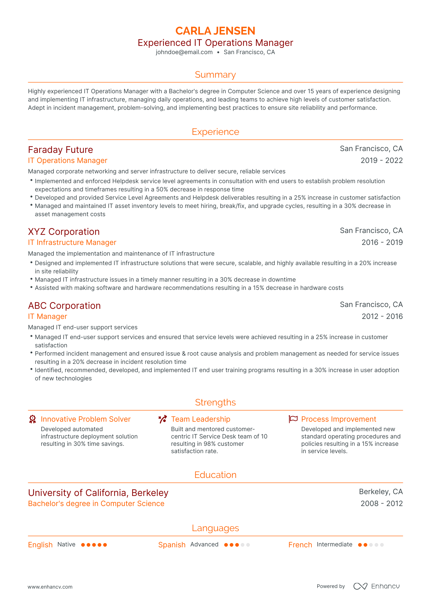 5 It Operations Manager Resume Examples & Guide For 2023