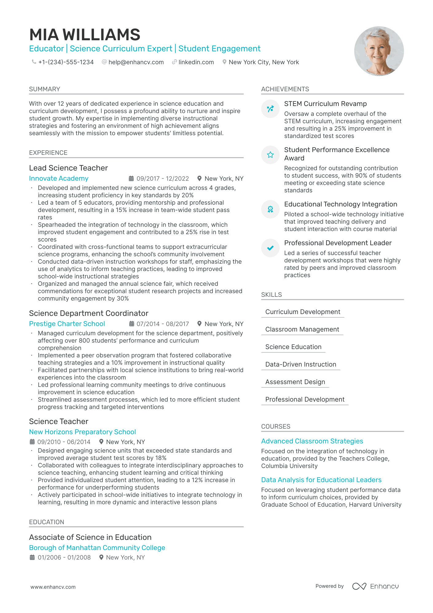 5 Science Teacher Resume Examples & Guide For 2024