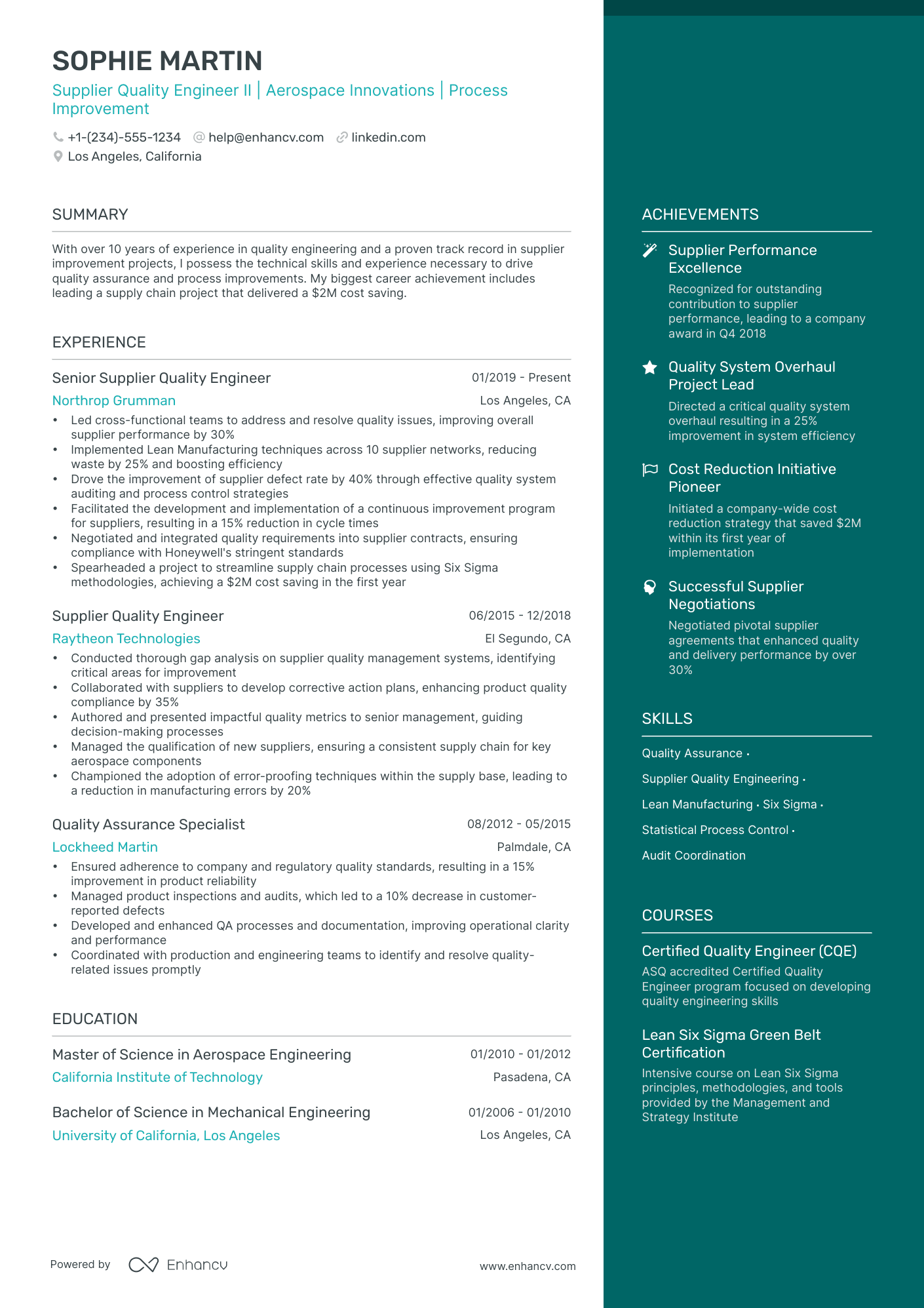 5 Supplier Quality Engineer Resume Examples & Guide for 2024