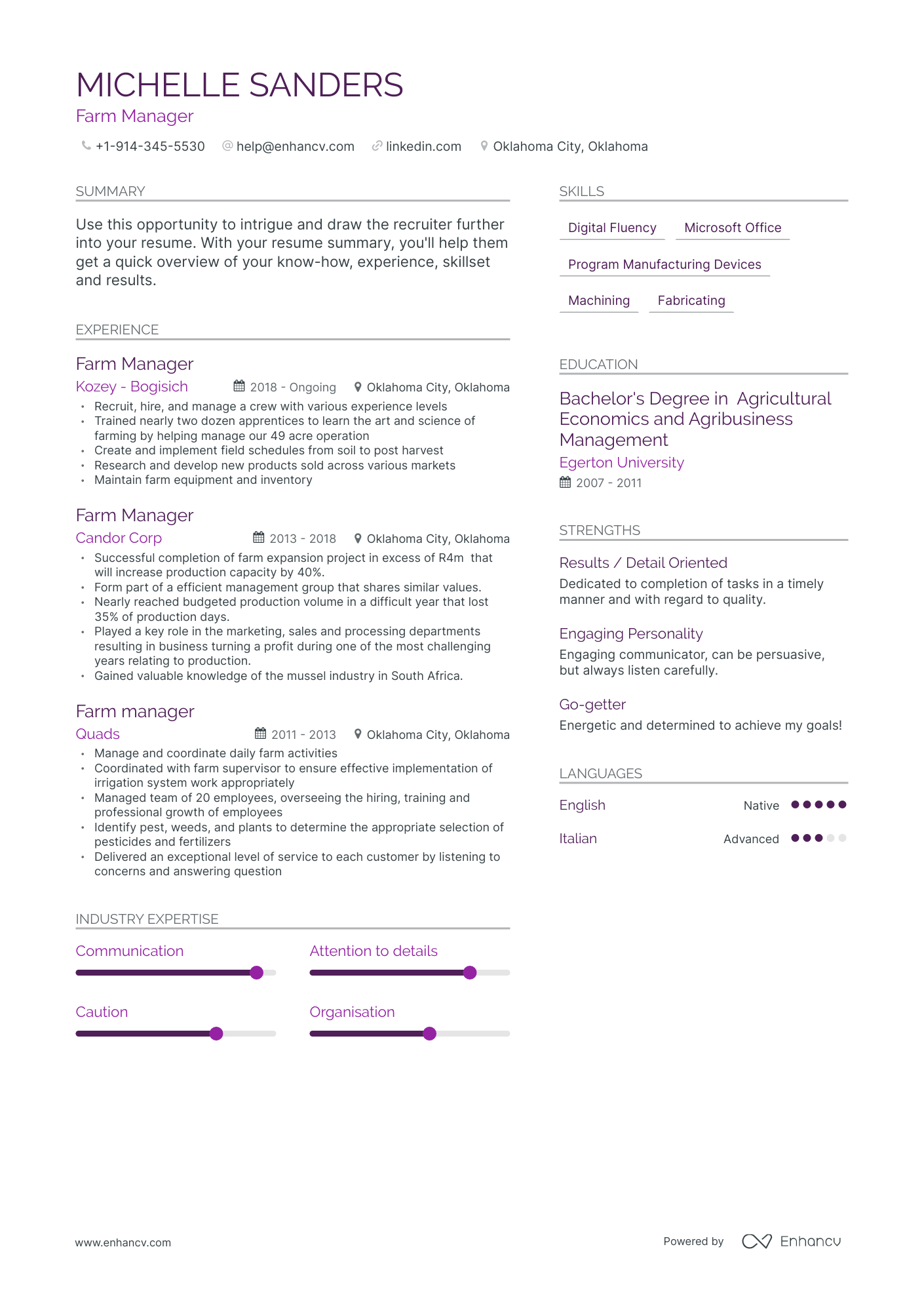 Farm Manager Resume Examples & Guide for 2023 (Layout, Skills, Keywords ...