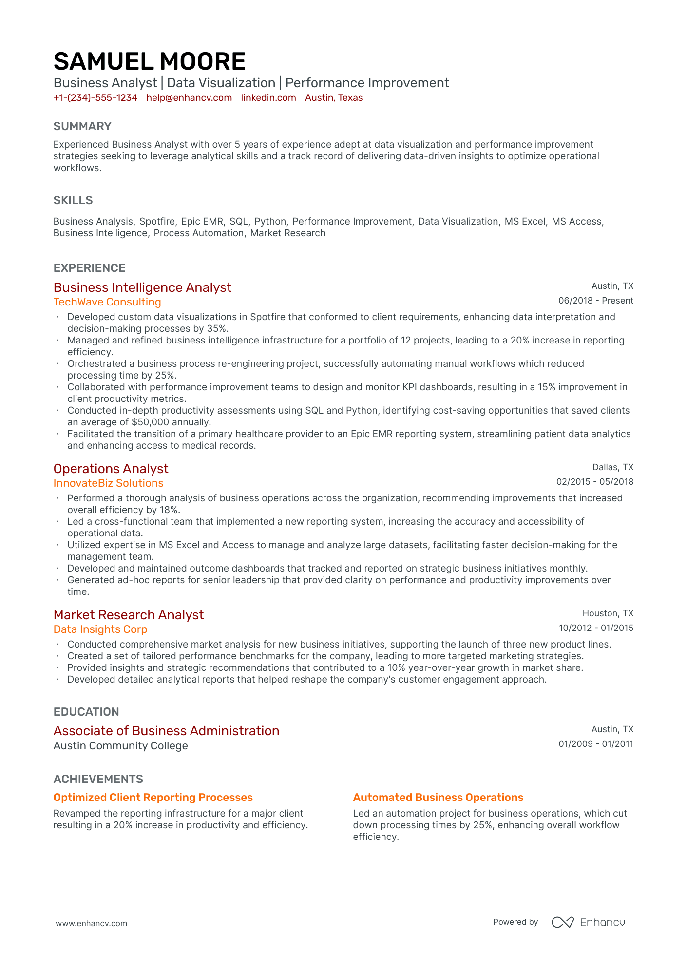 5 Business Development Analyst Resume Examples & Guide for 2024