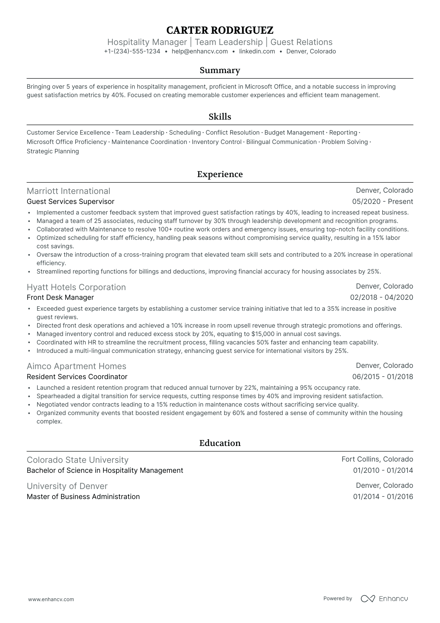 5 Front Desk Supervisor Resume Examples & Guide for 2024