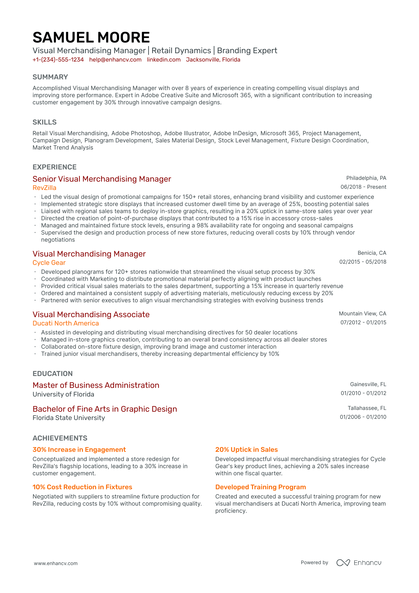 5 Visual Merchandising Manager Resume Examples & Guide for 2024