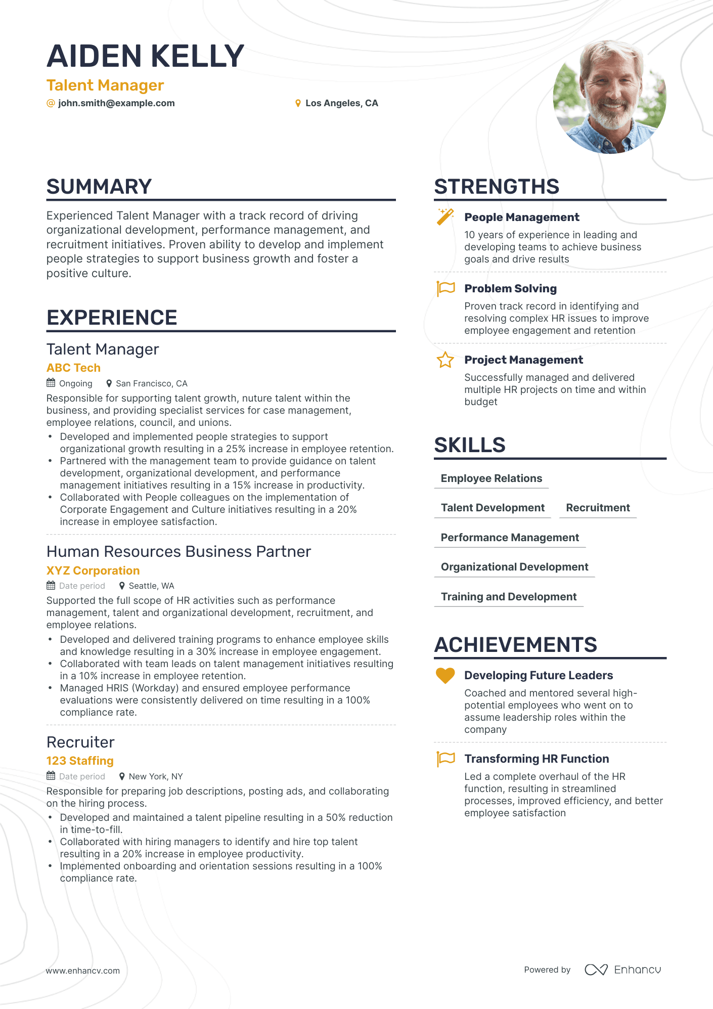 5 Talent Manager Resume Examples & Guide for 2023