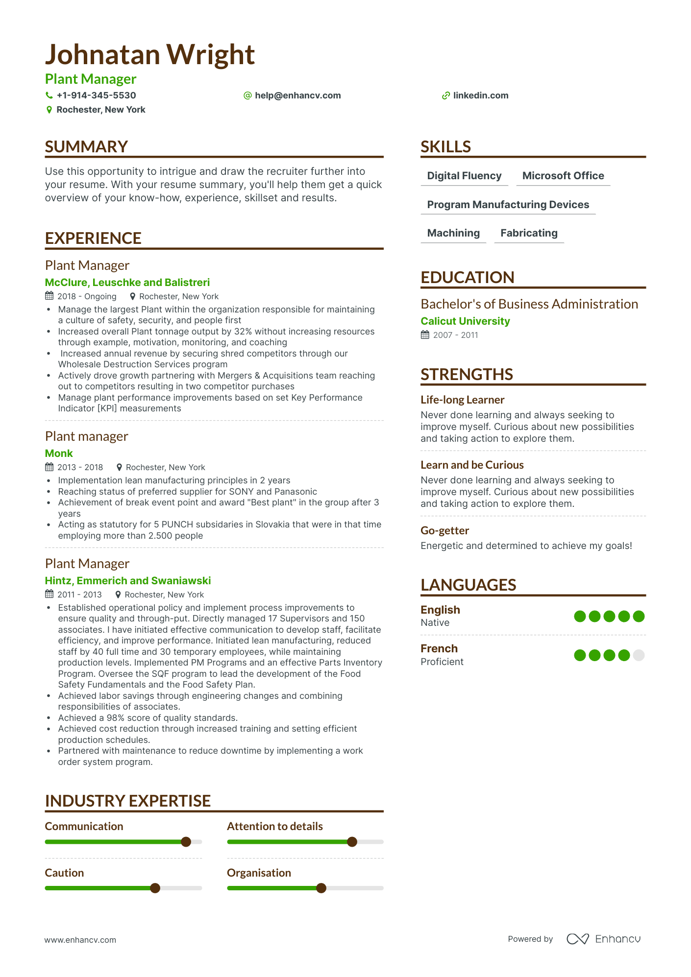 Plant Manager Resume Examples & Guide For 2023 (layout, Skills 