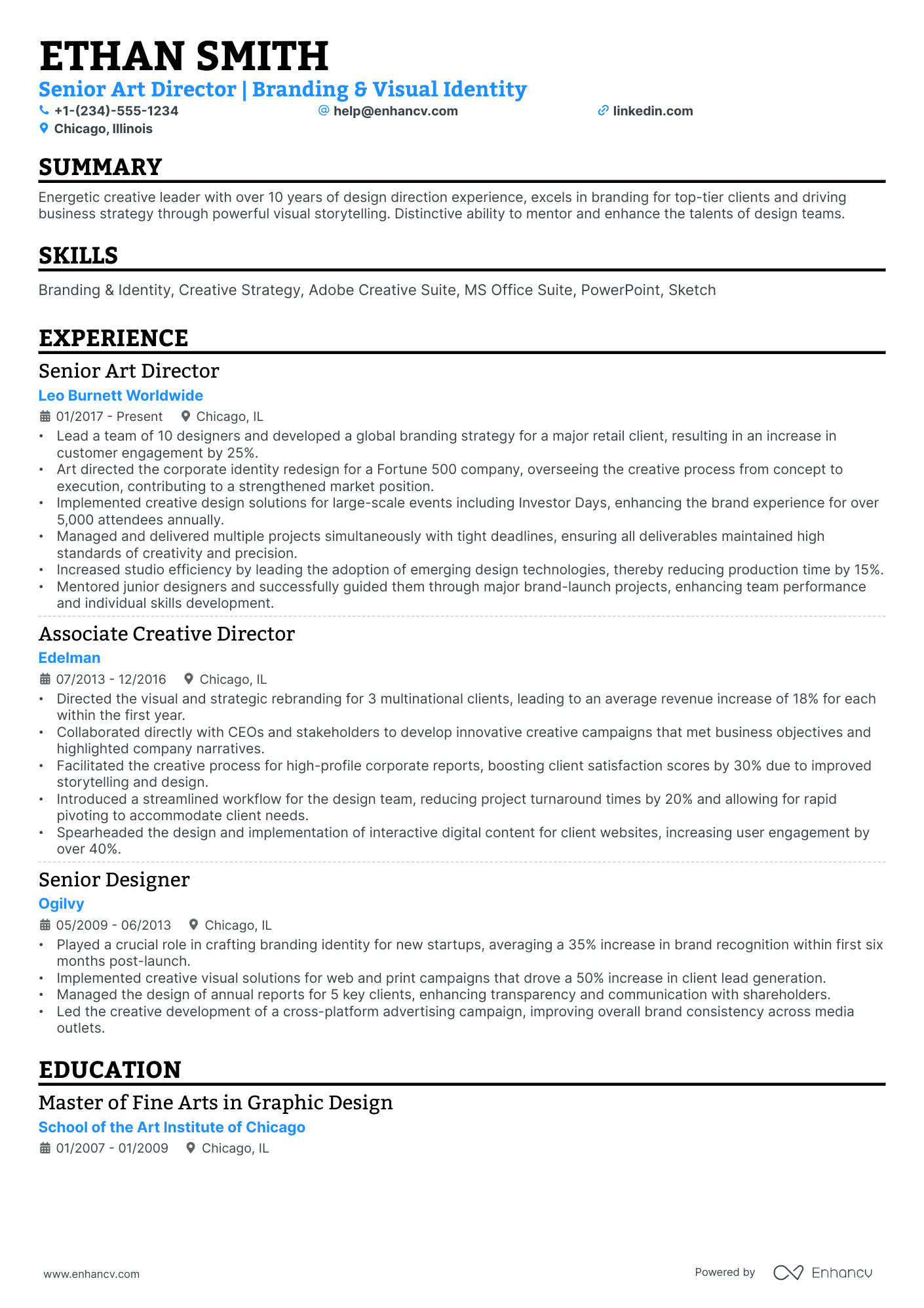 10 Senior Art Director Resume Examples & Guide for 2026