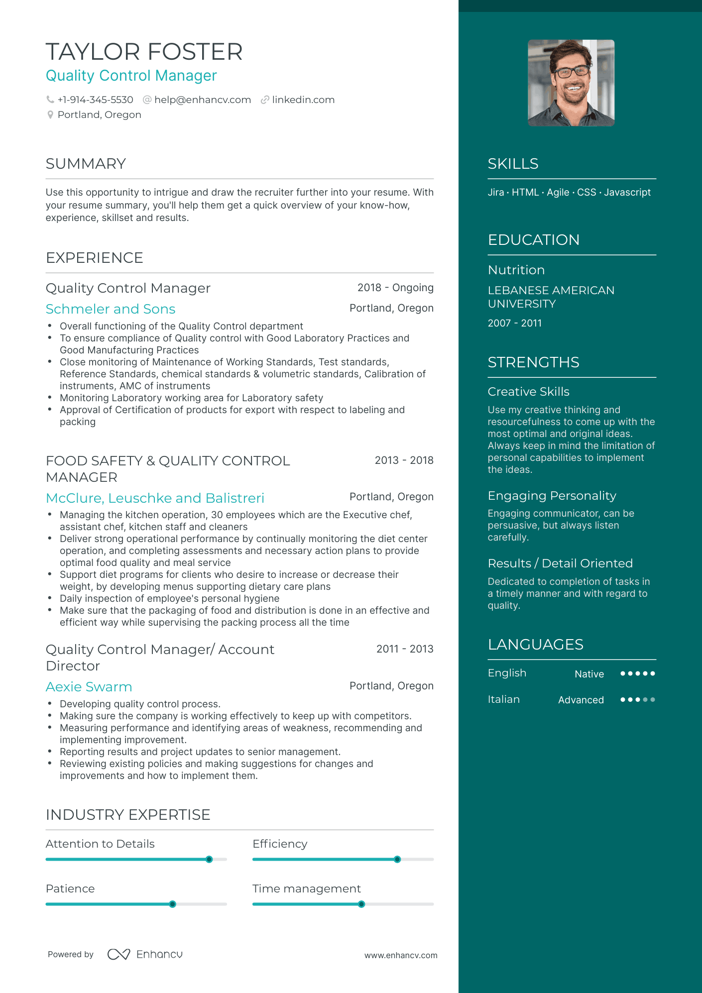 Quality Control Manager Resume Examples & Guide for 2023 (Layout ...