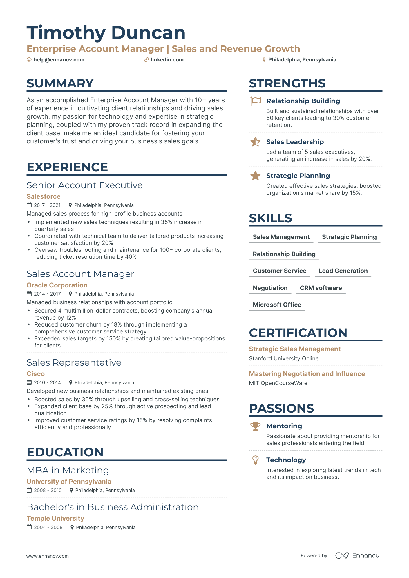 5 Enterprise Account Manager Resume Examples & Guide for 2024