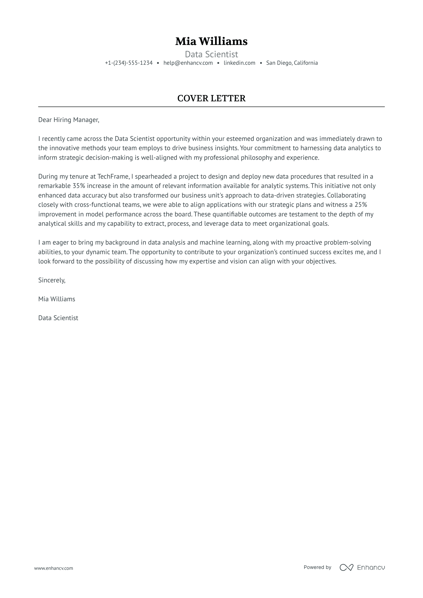 14 Professional Data Scientist Cover Letter Examples and Template for ...