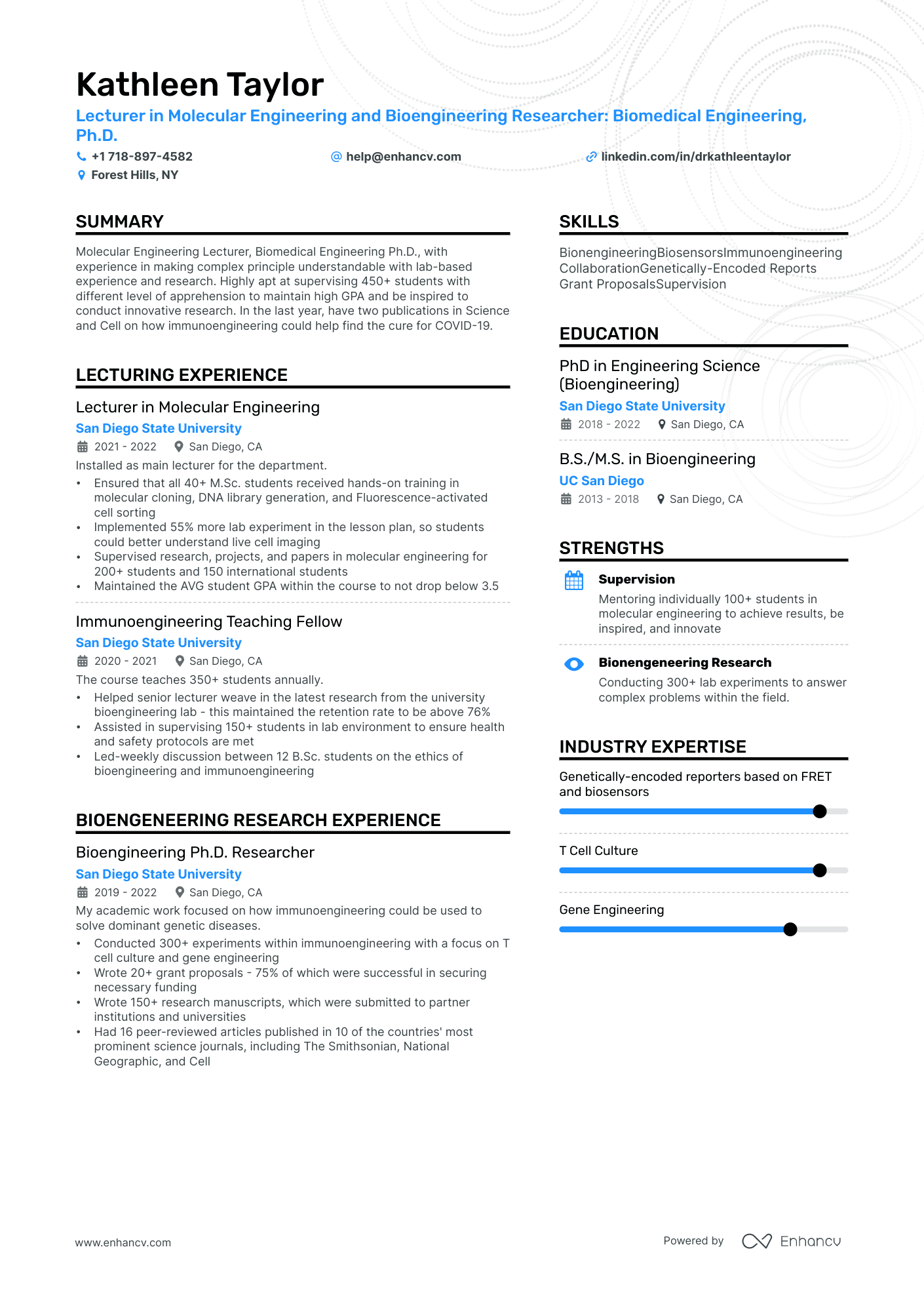 engineering phd resume examples