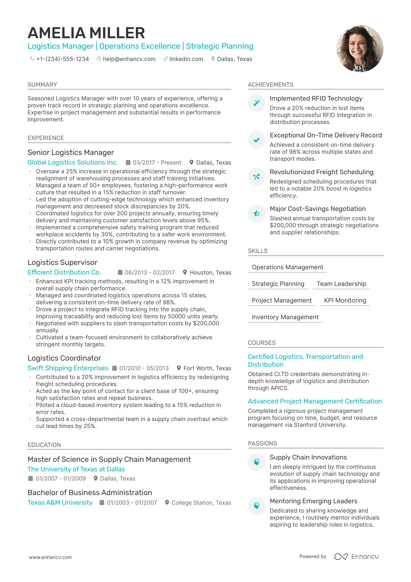 5 Logistic Manager Resume Examples & Guide for 2024