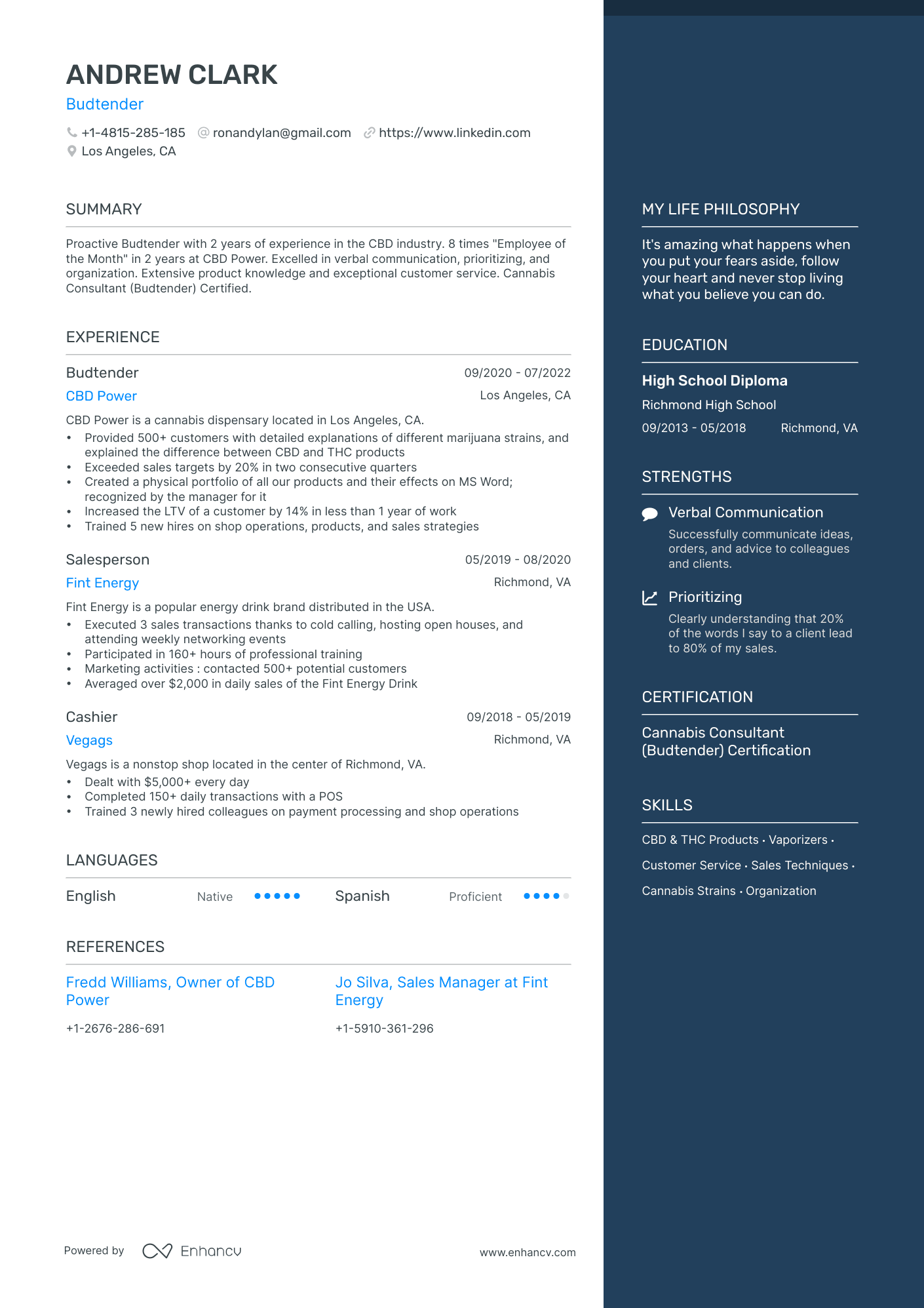 5 Budtender Resume Examples & Guide for 2024