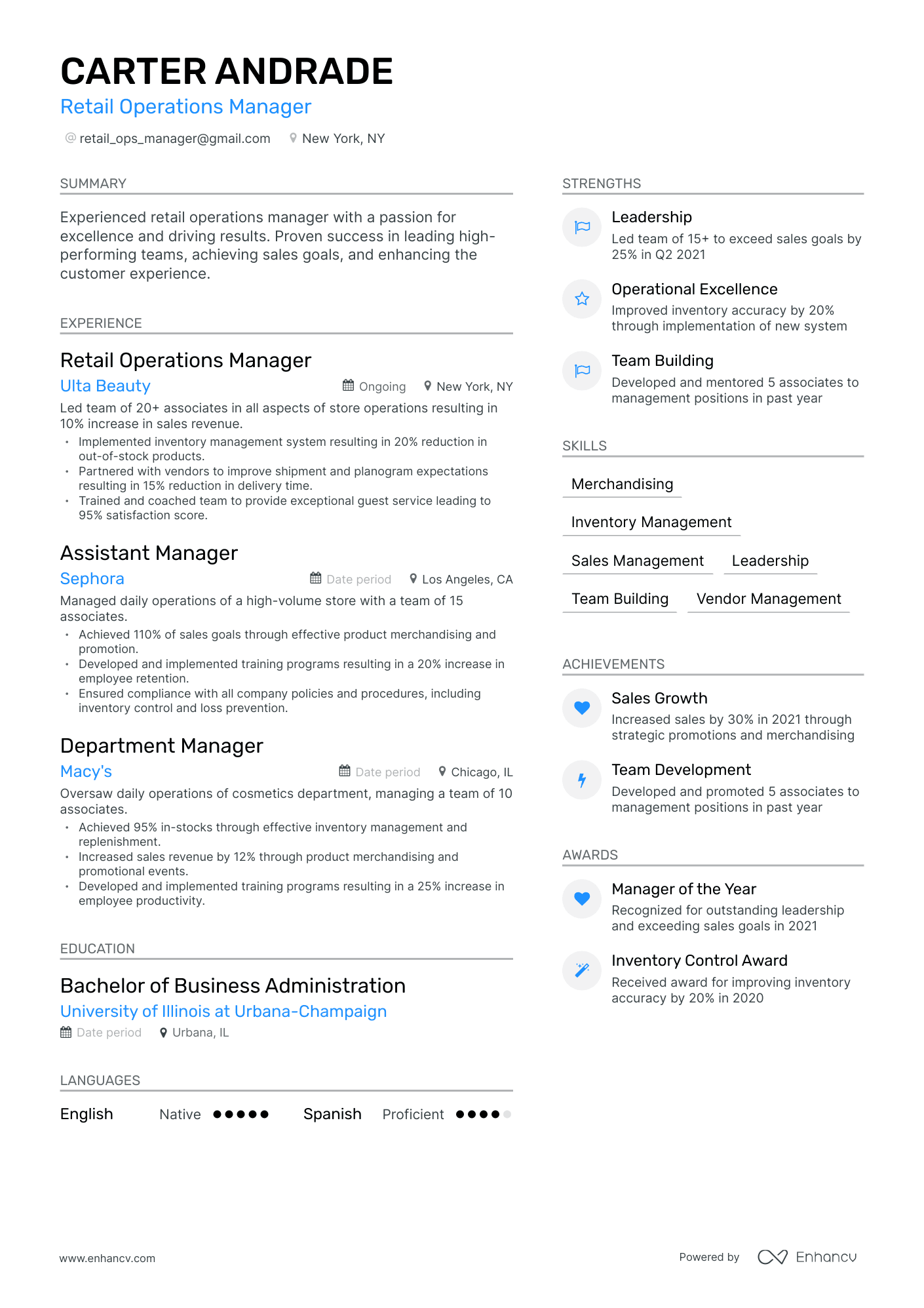 5 Retail Operations Manager Resume Examples & Guide for 2023