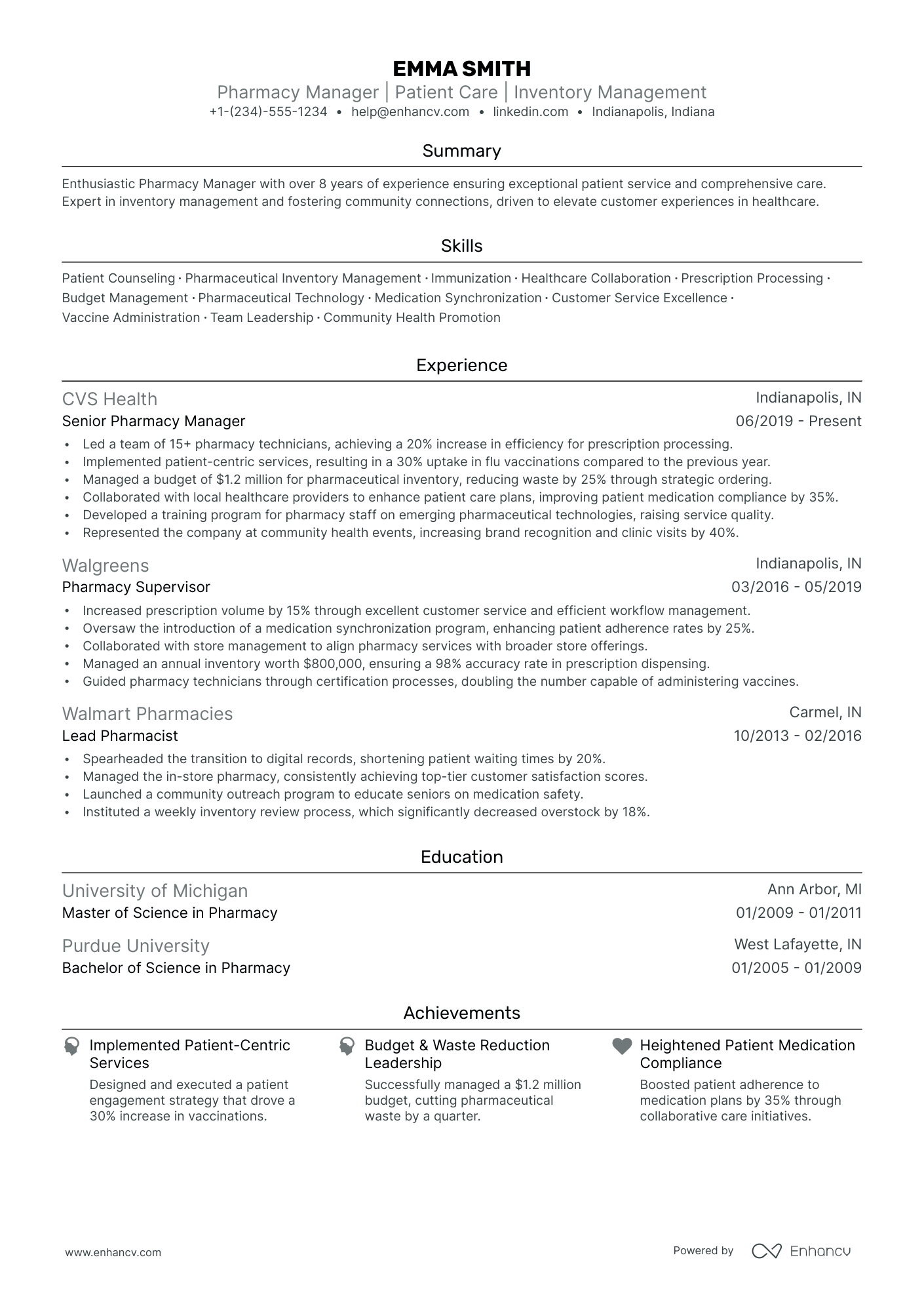 5 Pharmacy Manager Resume Examples & Guide for 2024