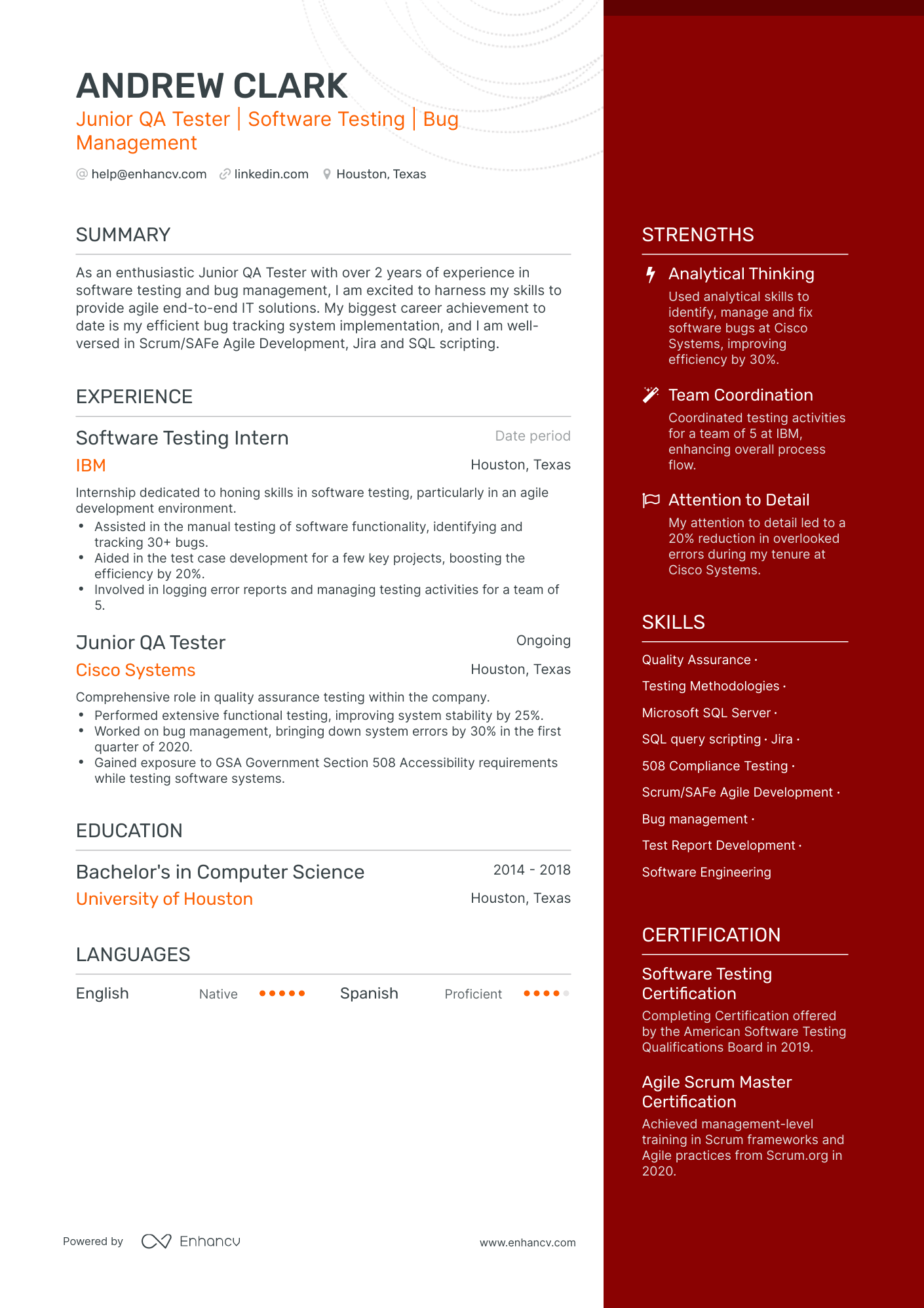 5 Junior QA Tester Resume Examples & Guide for 2024