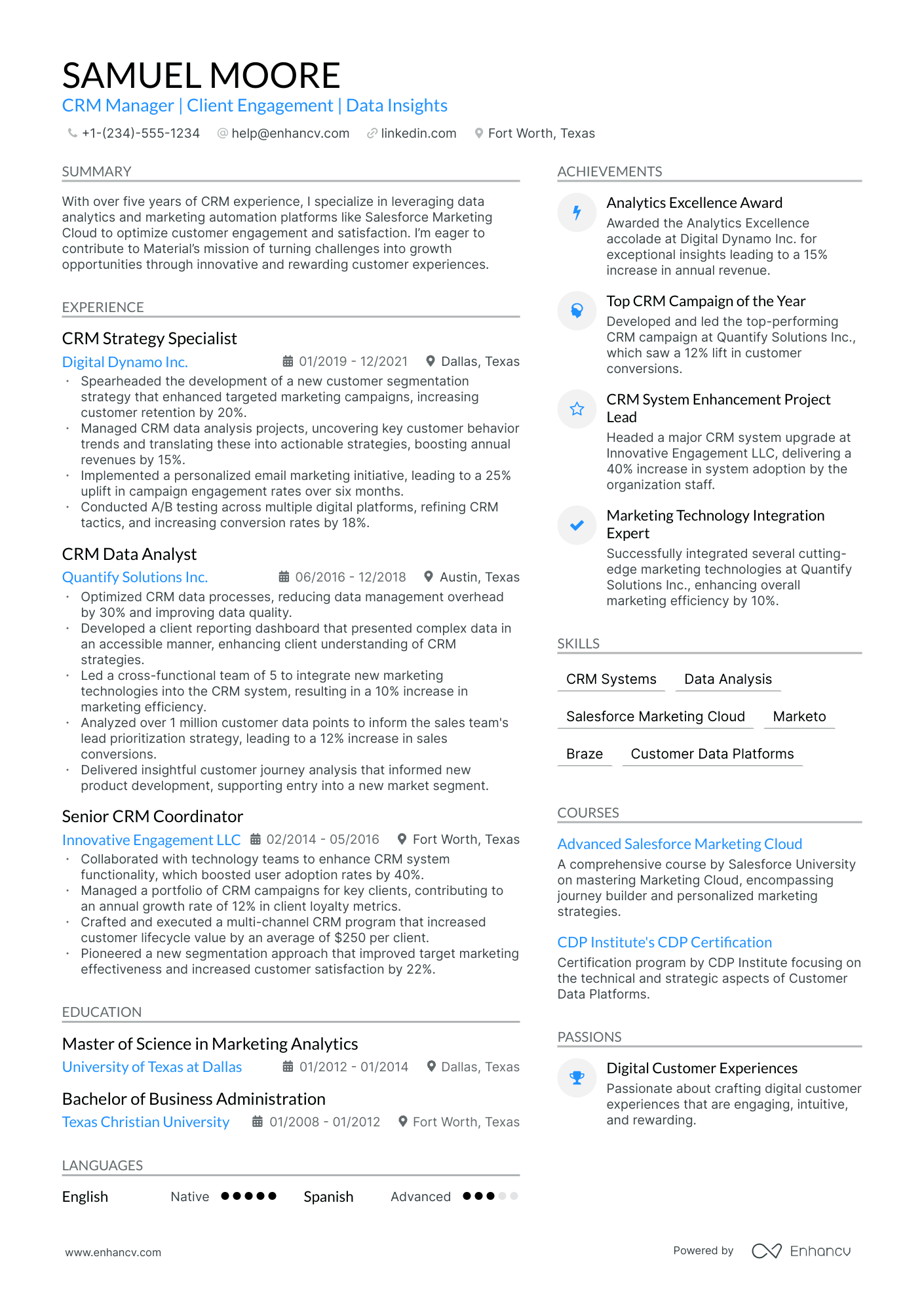 5 CRM Manager Resume Examples & Guide for 2024