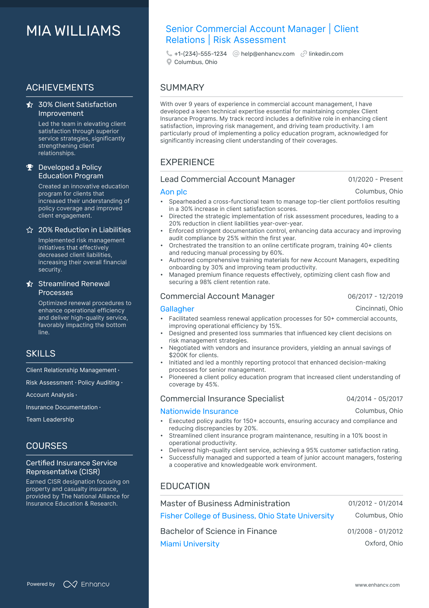 5 Commercial Account Manager Resume Examples & Guide for 2024