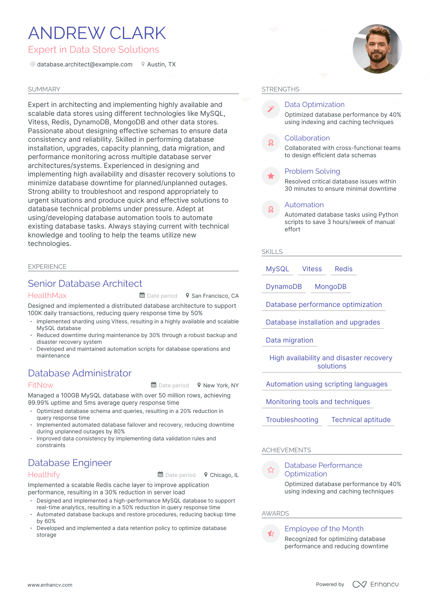 13 Database Engineer Resume Examples & Guide for 2024