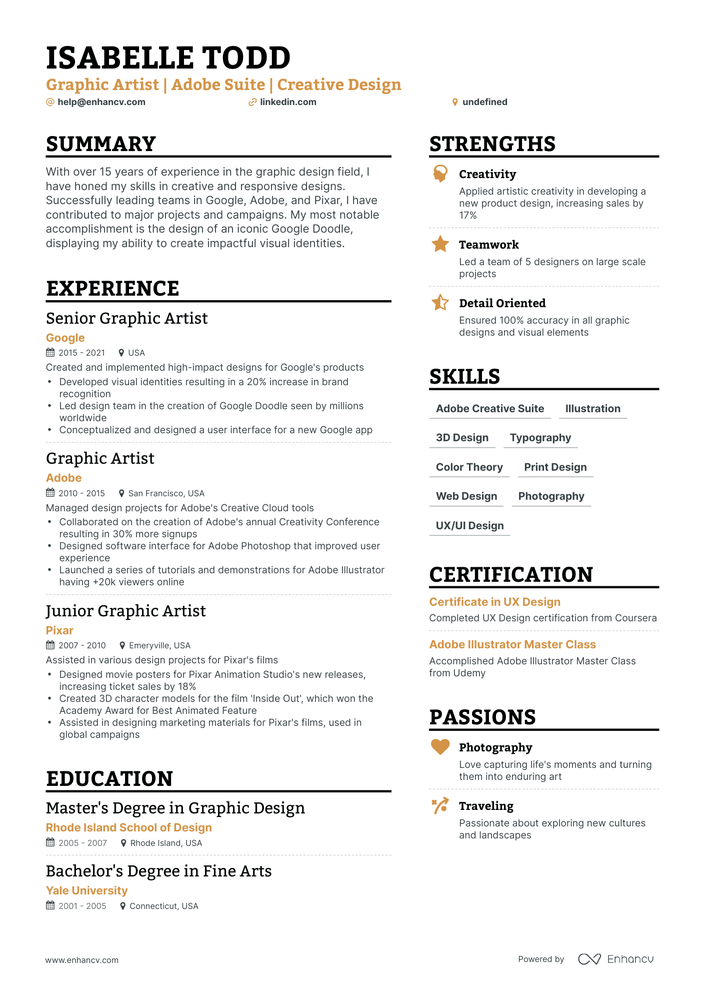 5 Graphic Artist Resume Examples & Guide for 2023