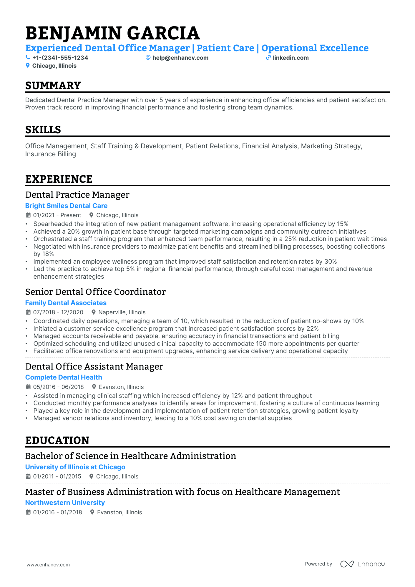 10 Dental Office Manager Resume Examples & Guide for 2026