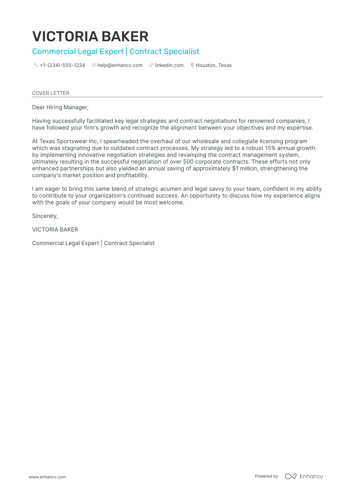 legal counsel cover letter sample