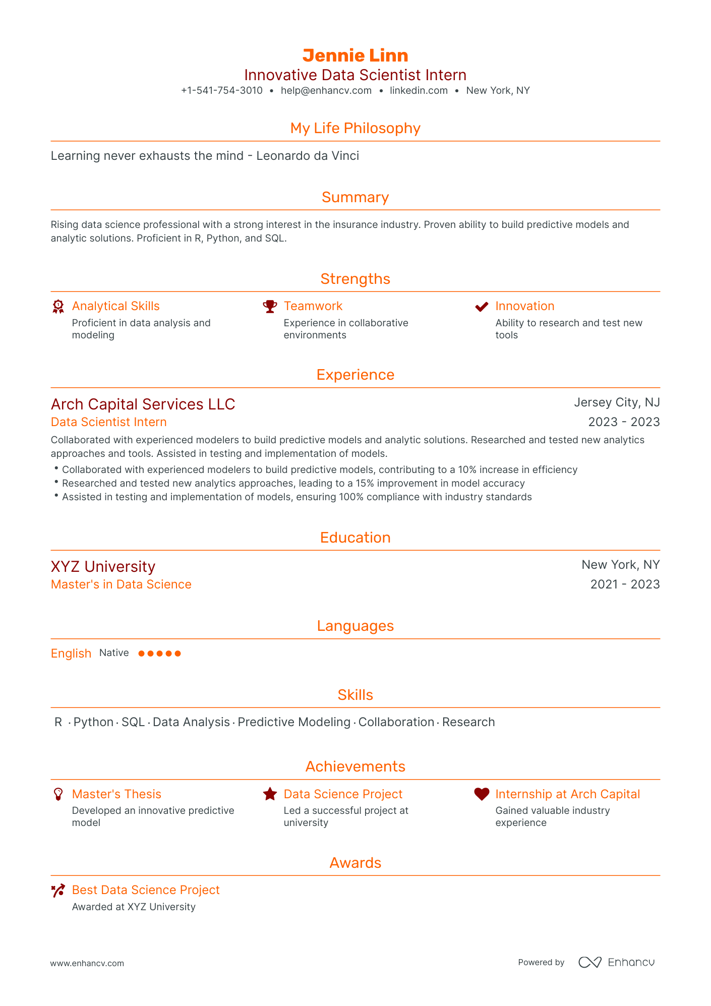 5 Data Science Intern Resume Examples & Guide for 2023