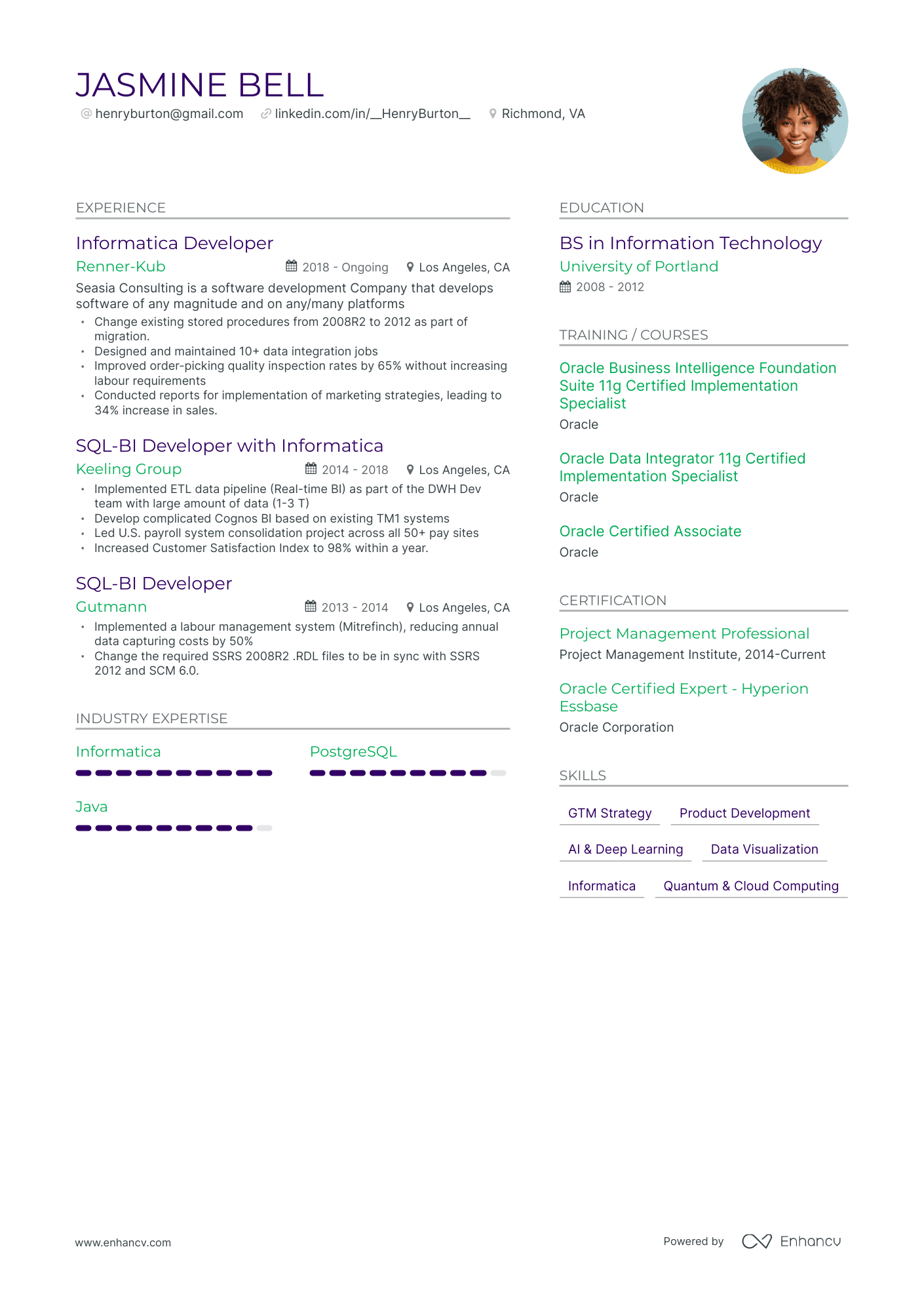 sample resume for informatica developer fresher